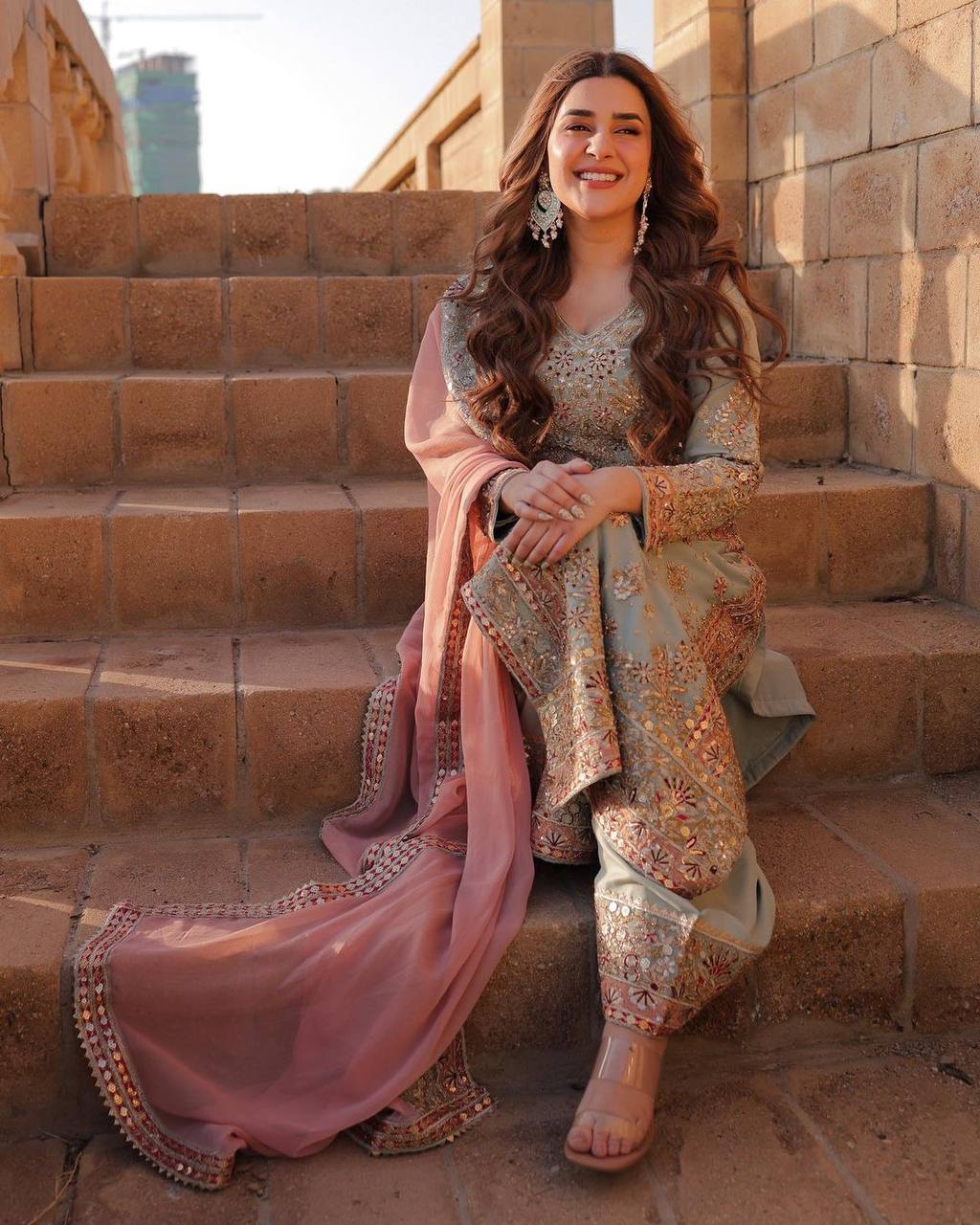 Beautiful Top-Bottom And Dupatta With Embroidery Sequence Work