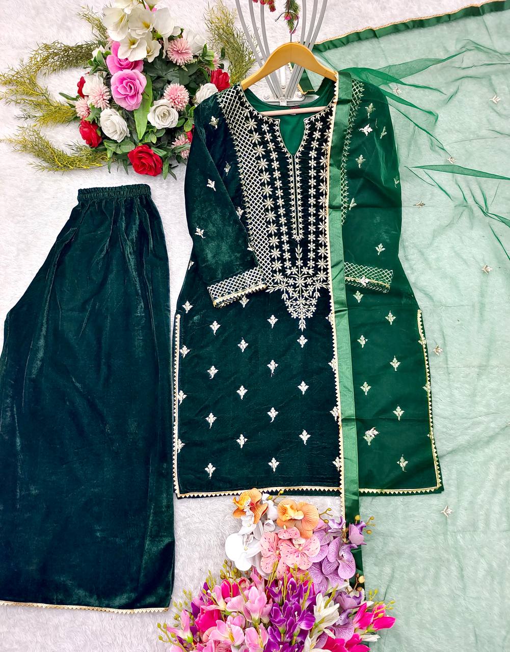 Beautiful Party Wear Top Sharara And Fancy Dupatta