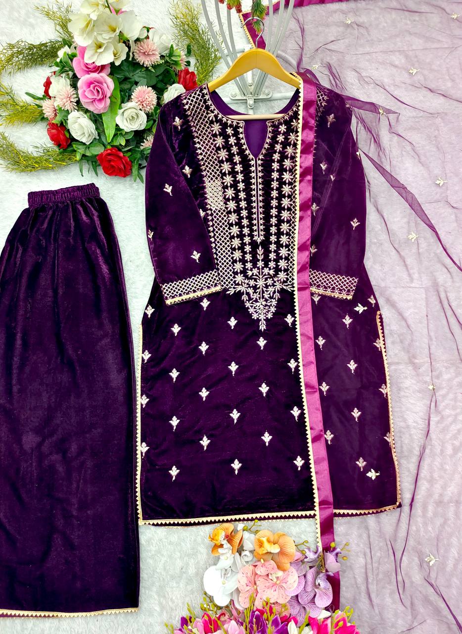 Beautiful Party Wear Top Sharara And Fancy Dupatta