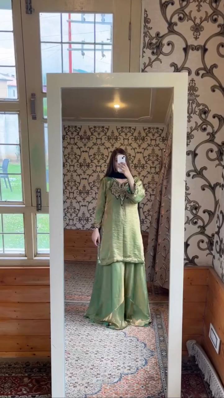 भारी कढ़ाई अनुक्रम कार्य के साथ पार्टी वियर सूट सेट