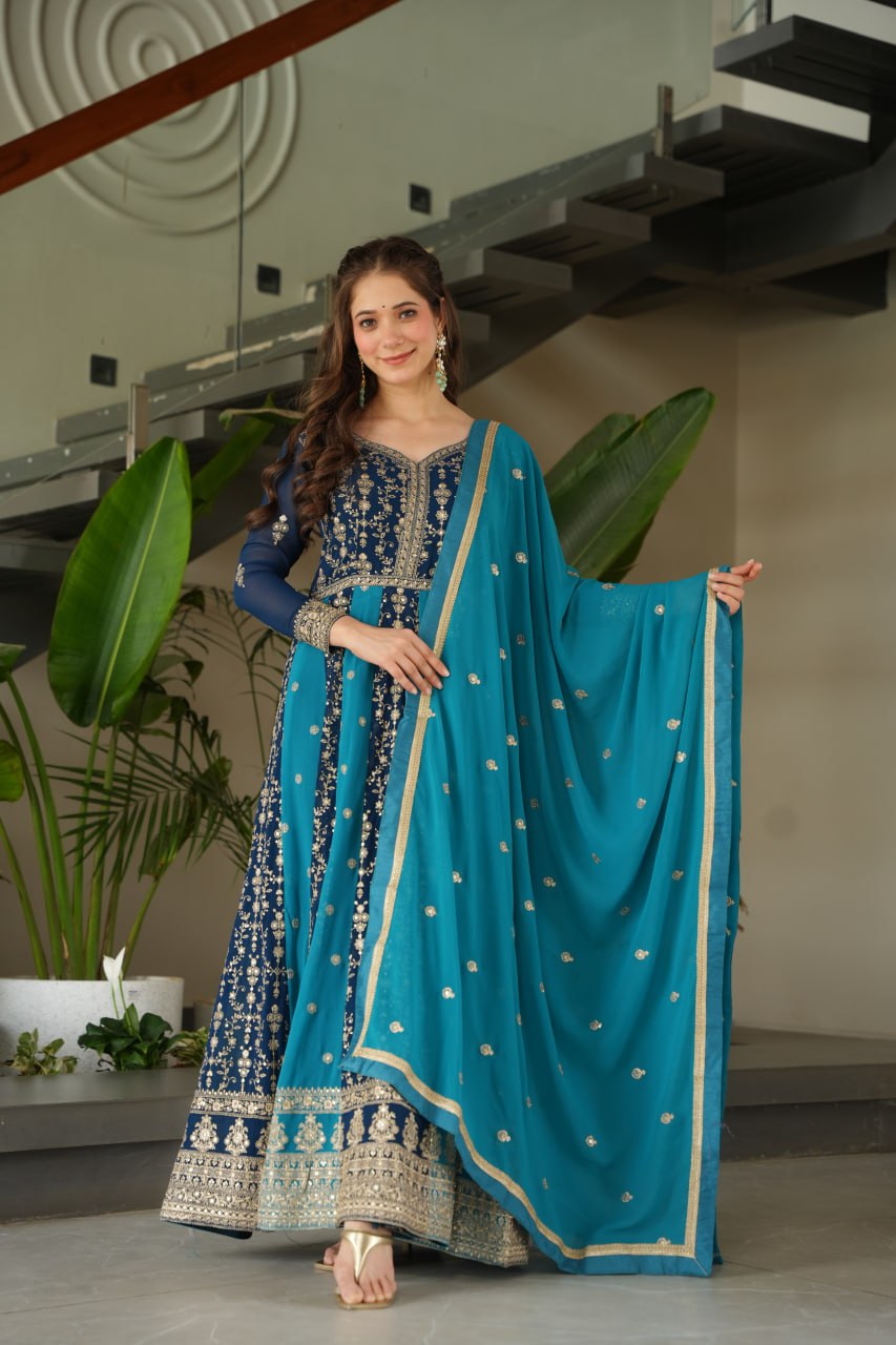 Party Wear Beautiful Look Gown And Dupatta