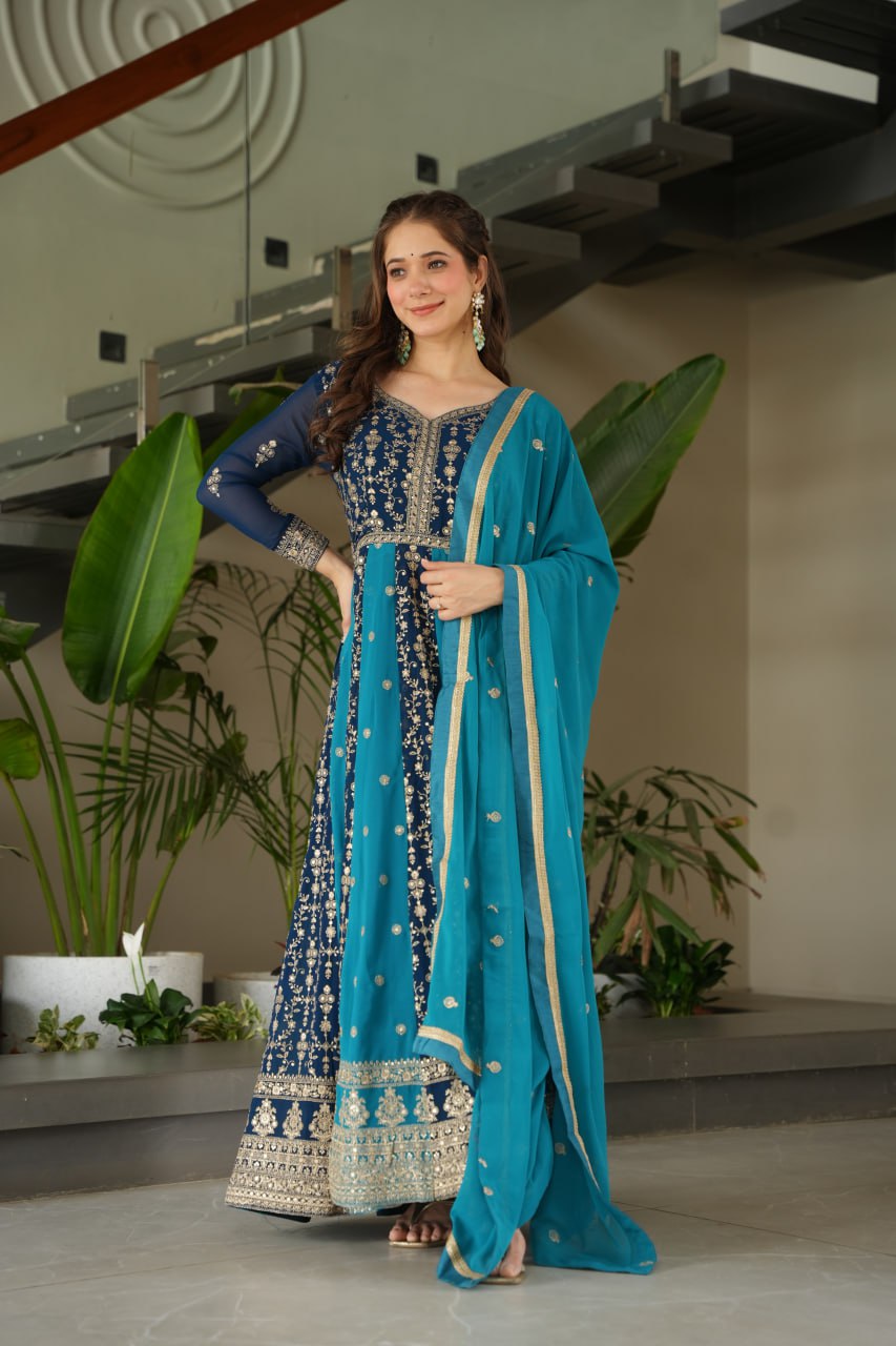 Party Wear Beautiful Look Gown And Dupatta