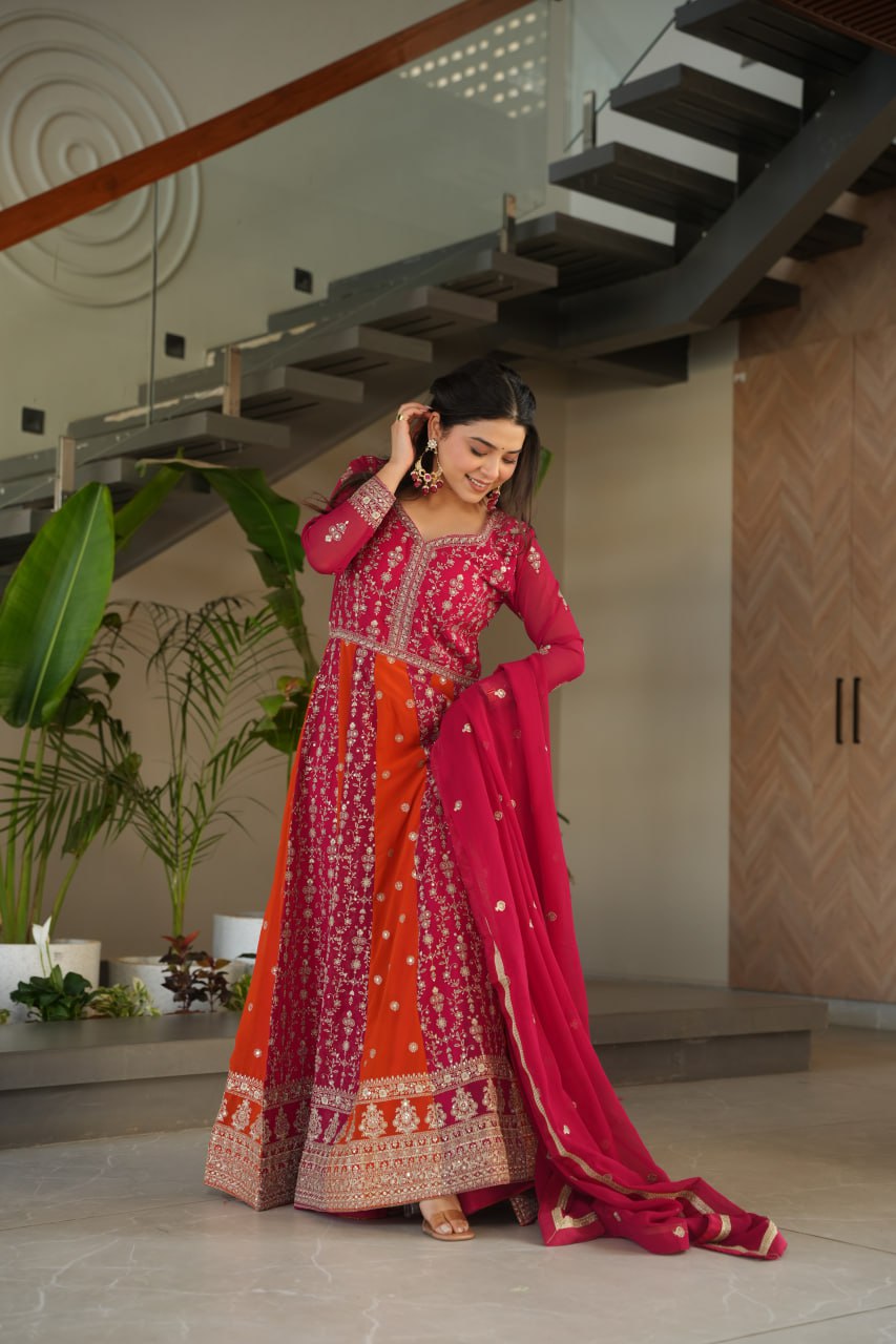 Party Wear Beautiful Look Gown And Dupatta