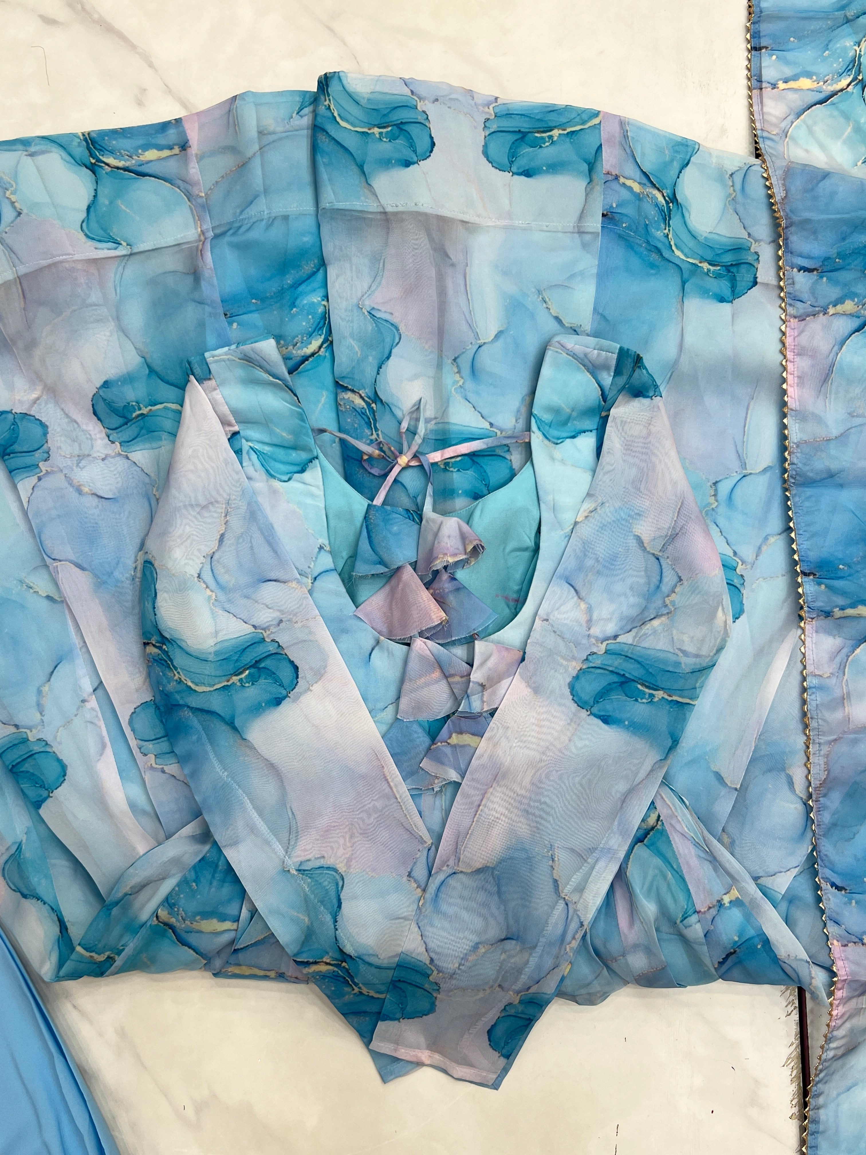 पार्टी वियर सुंदर अनारकली गाउन, पैंट और दुपट्टा