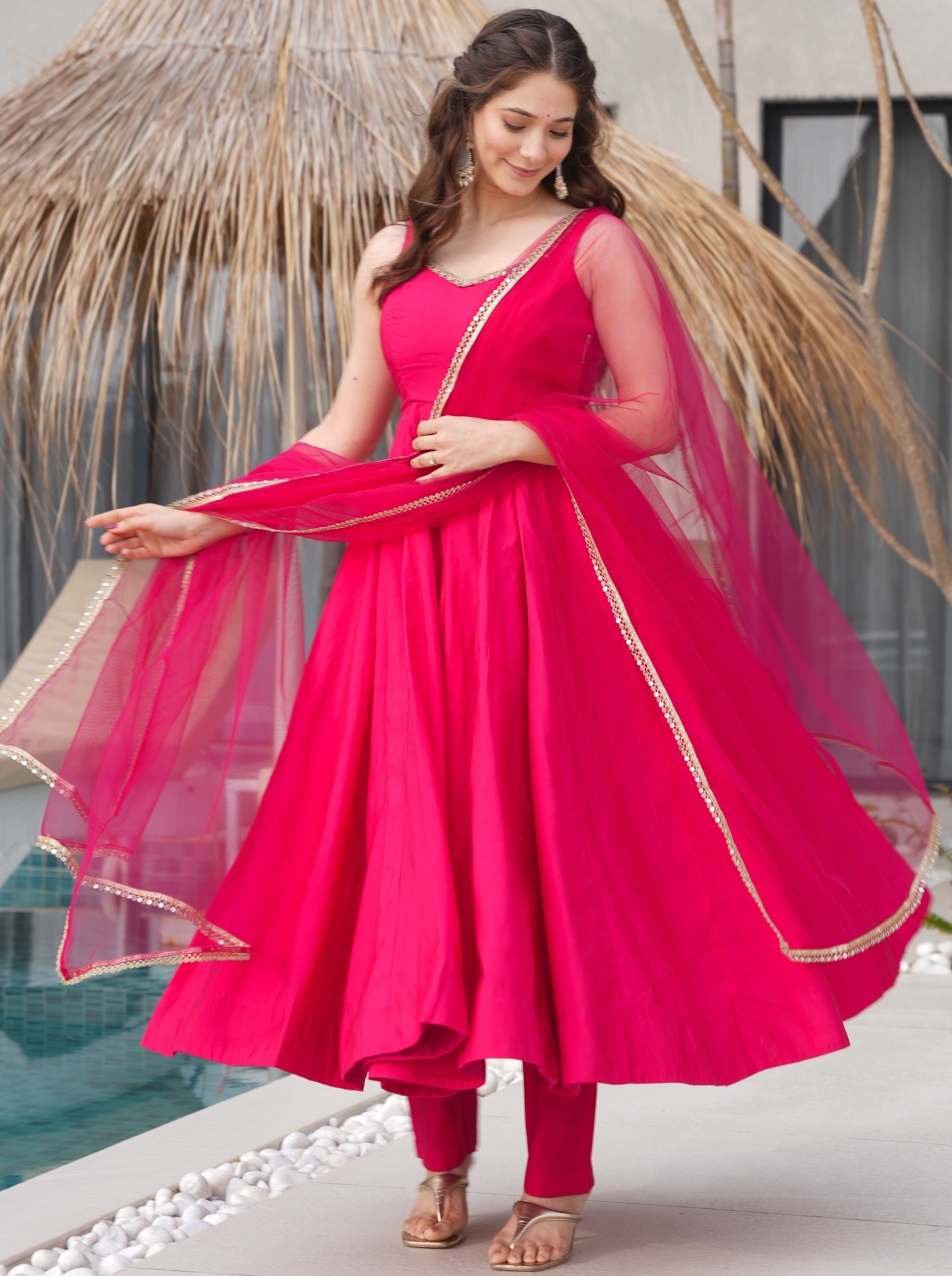 Party Wear Look Designer Gown-Bottom And Dupatta