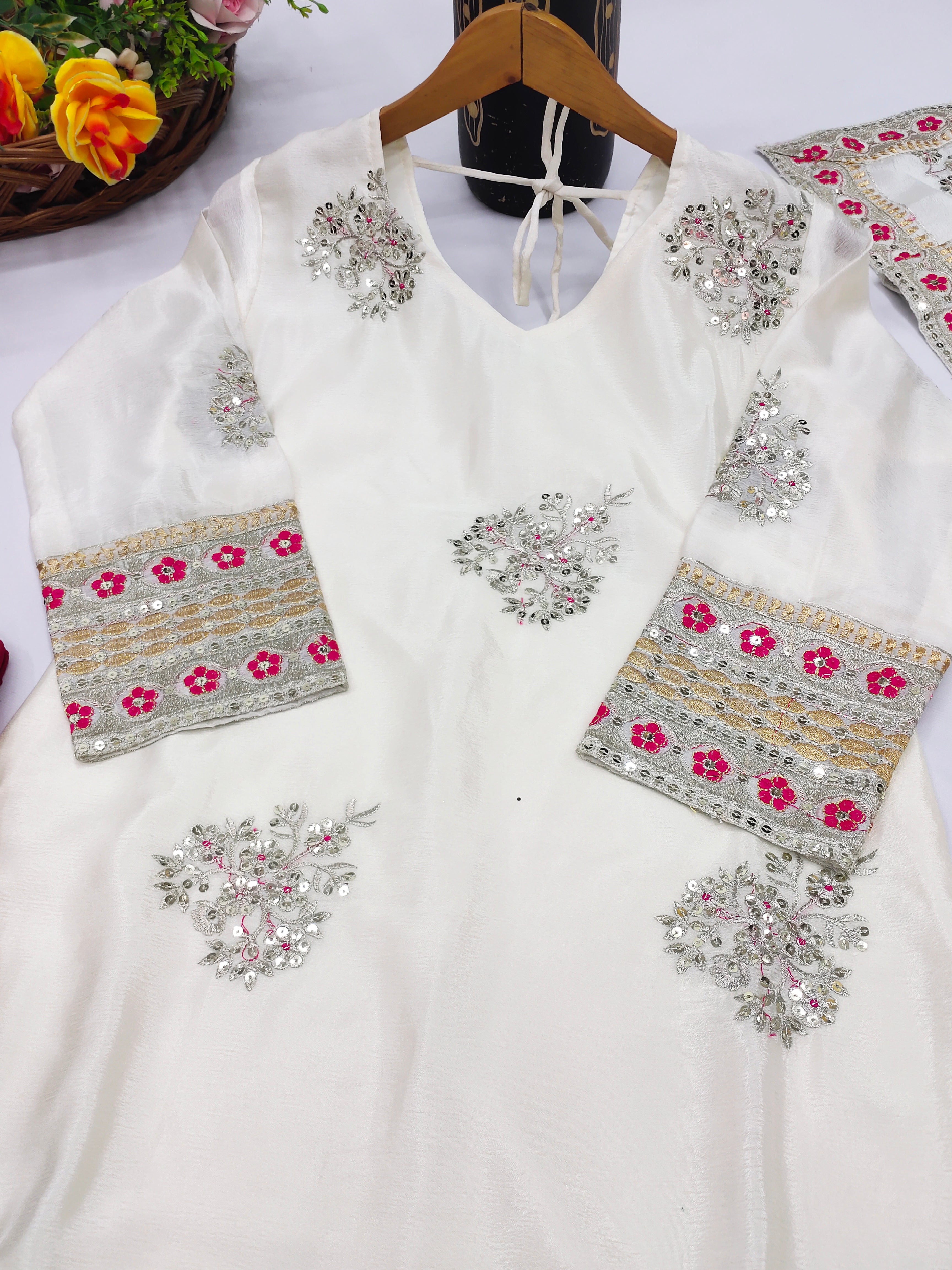 Beautiful Suit Plazzo And Dupatta With Sequence Embroidered Work