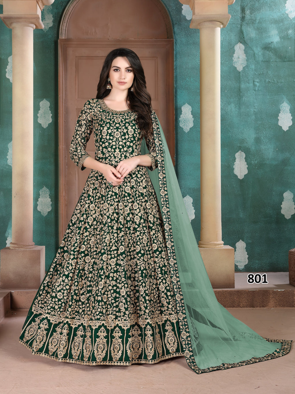 Party Wear Designer Gown, Bottom And Dupatta