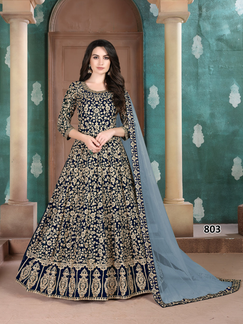 Party Wear Designer Gown, Bottom And Dupatta