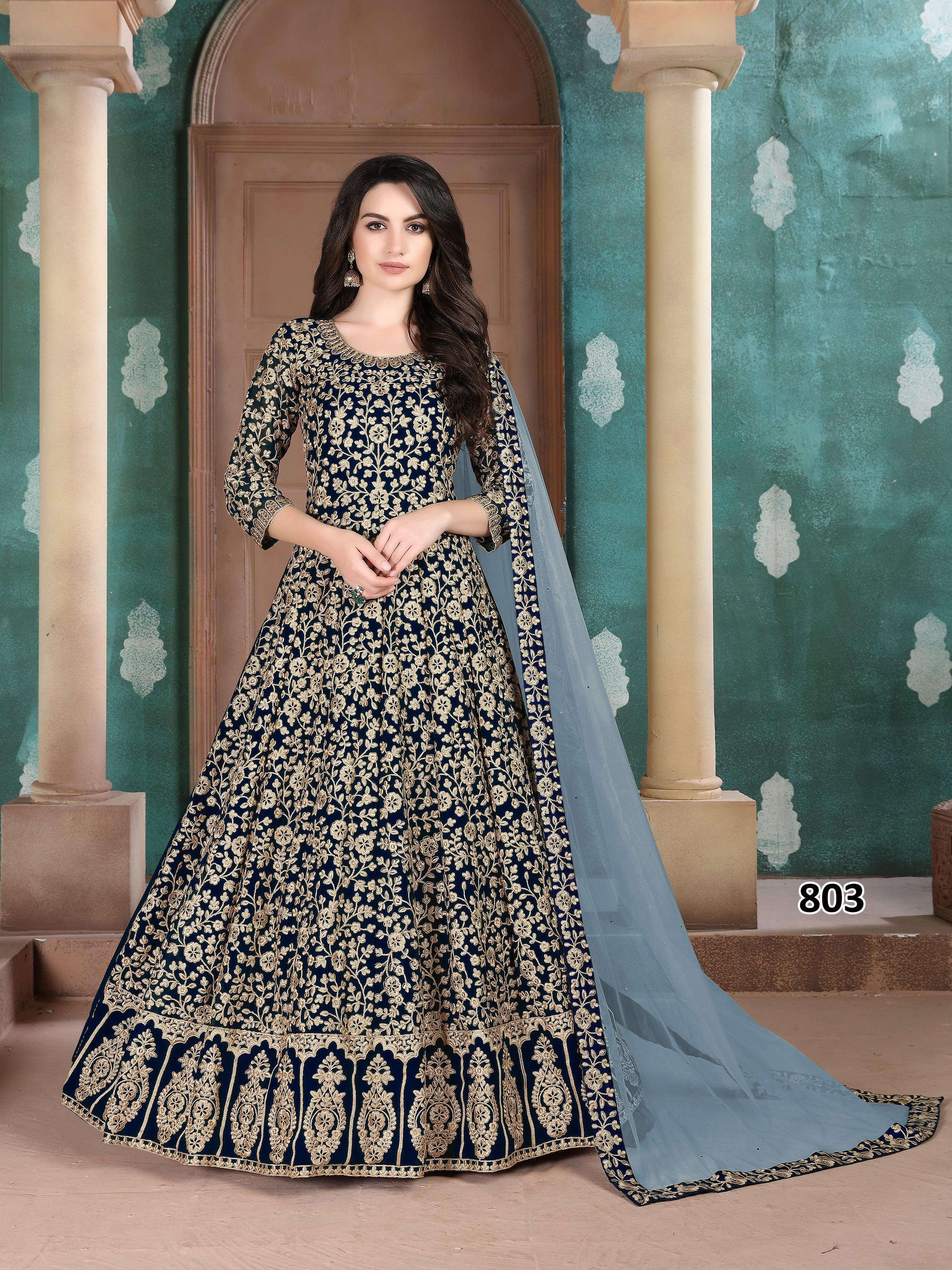 Party Wear Designer Gown, Bottom And Dupatta