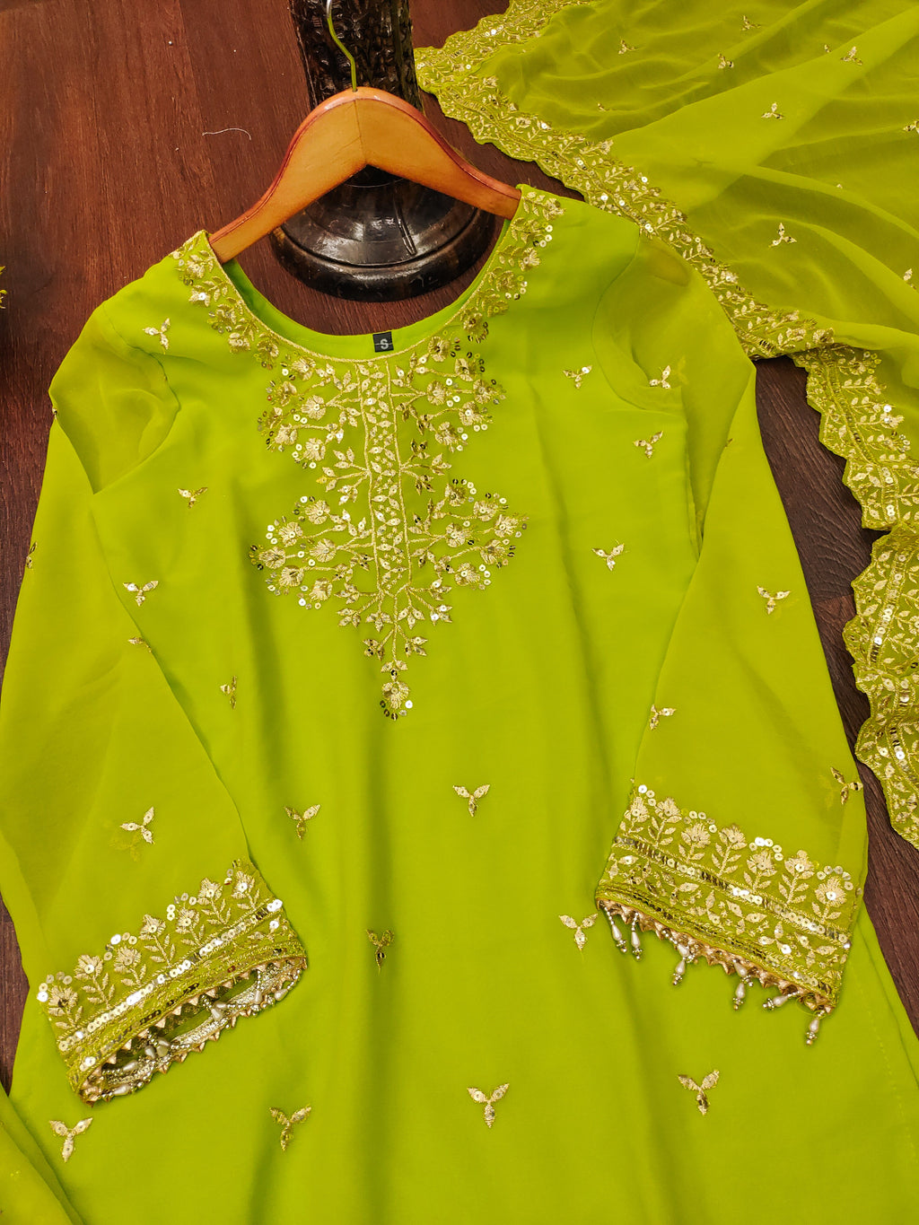 Designer Embroidered Georgette Sharara Suit With Sequence Embroidered Work