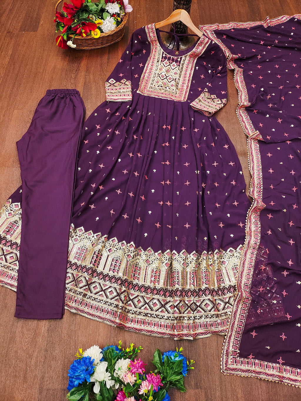Designer Party Wear Gown With Sequence Embroidered Work