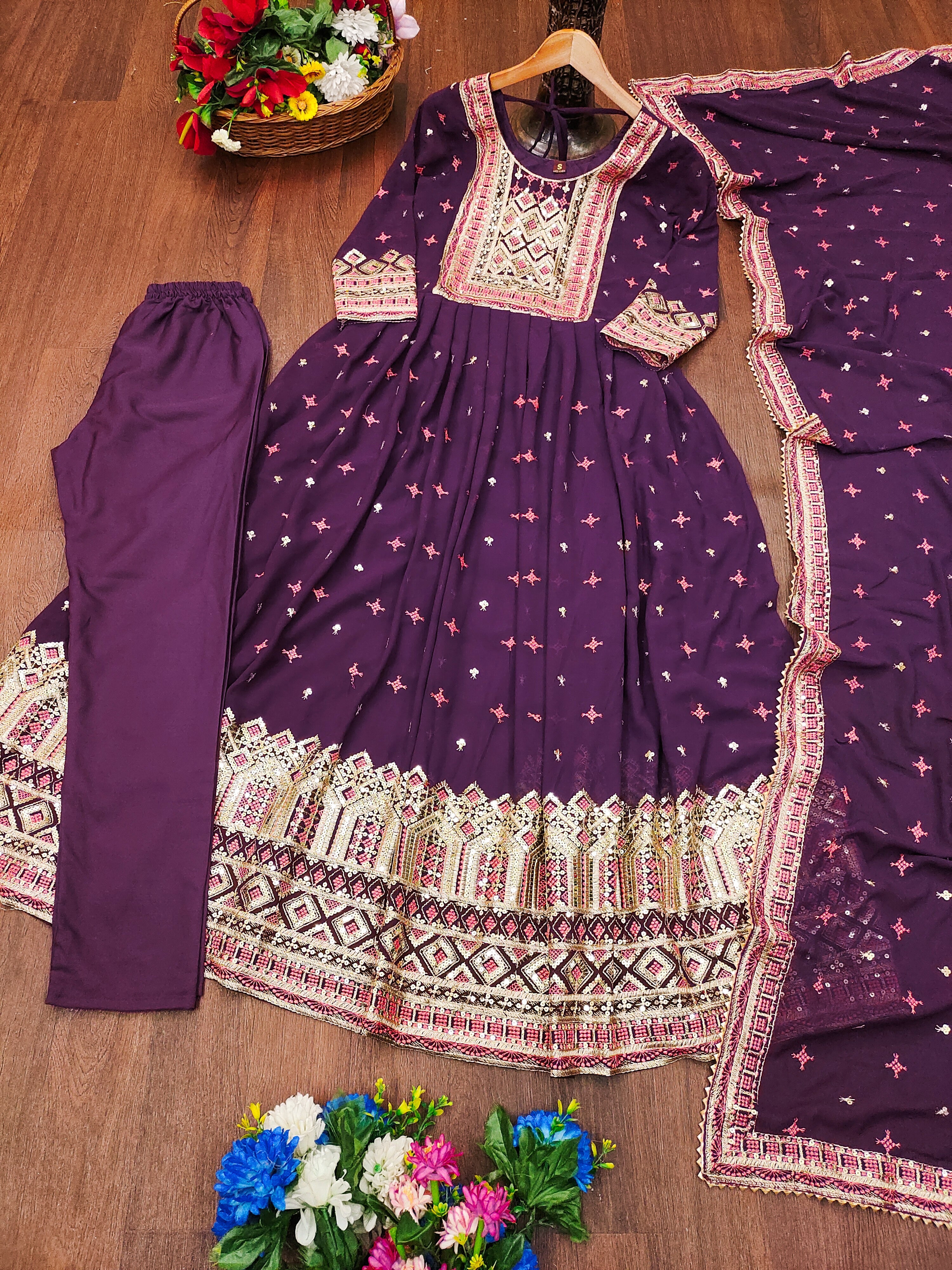 Designer Party Wear Gown With Sequence Embroidered Work