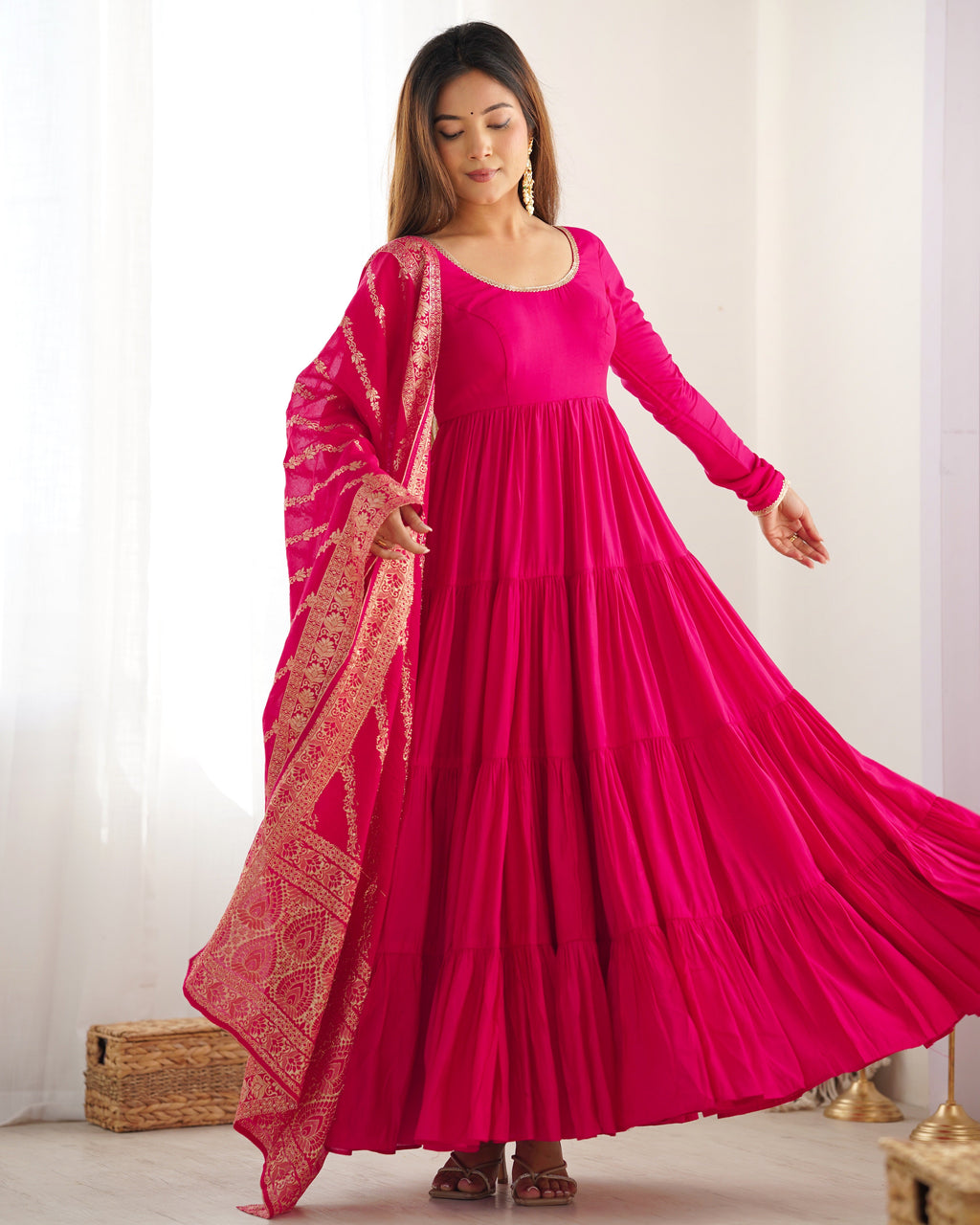 Party Wear Designer Anarkali Gown, Pent And Dupatta
