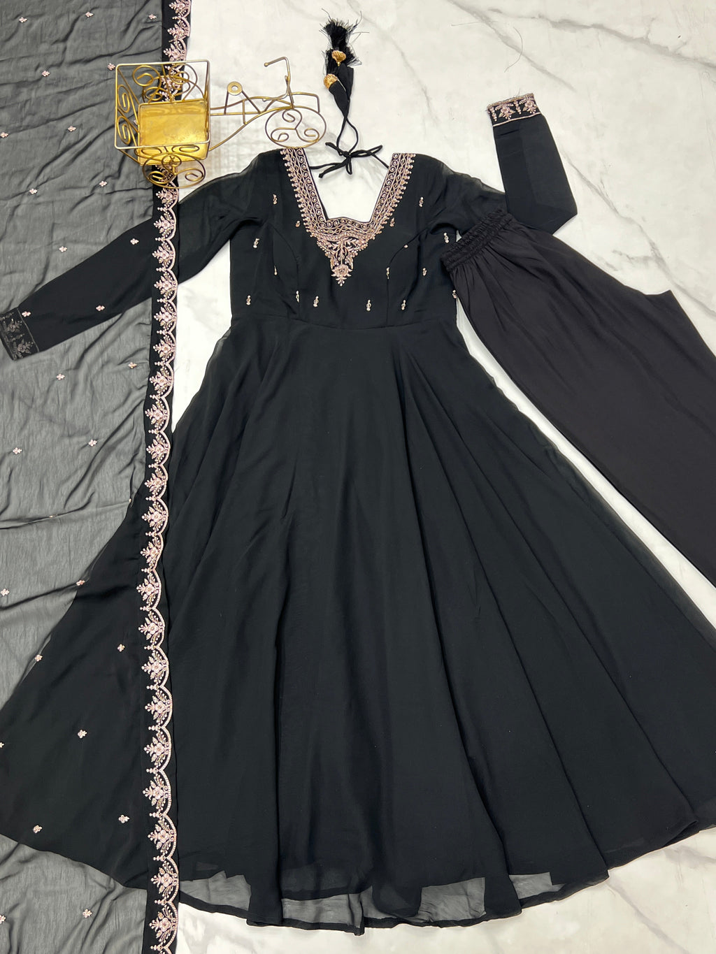 Beautiful Party Wear Anarkali Gown With Pent And Dupatta