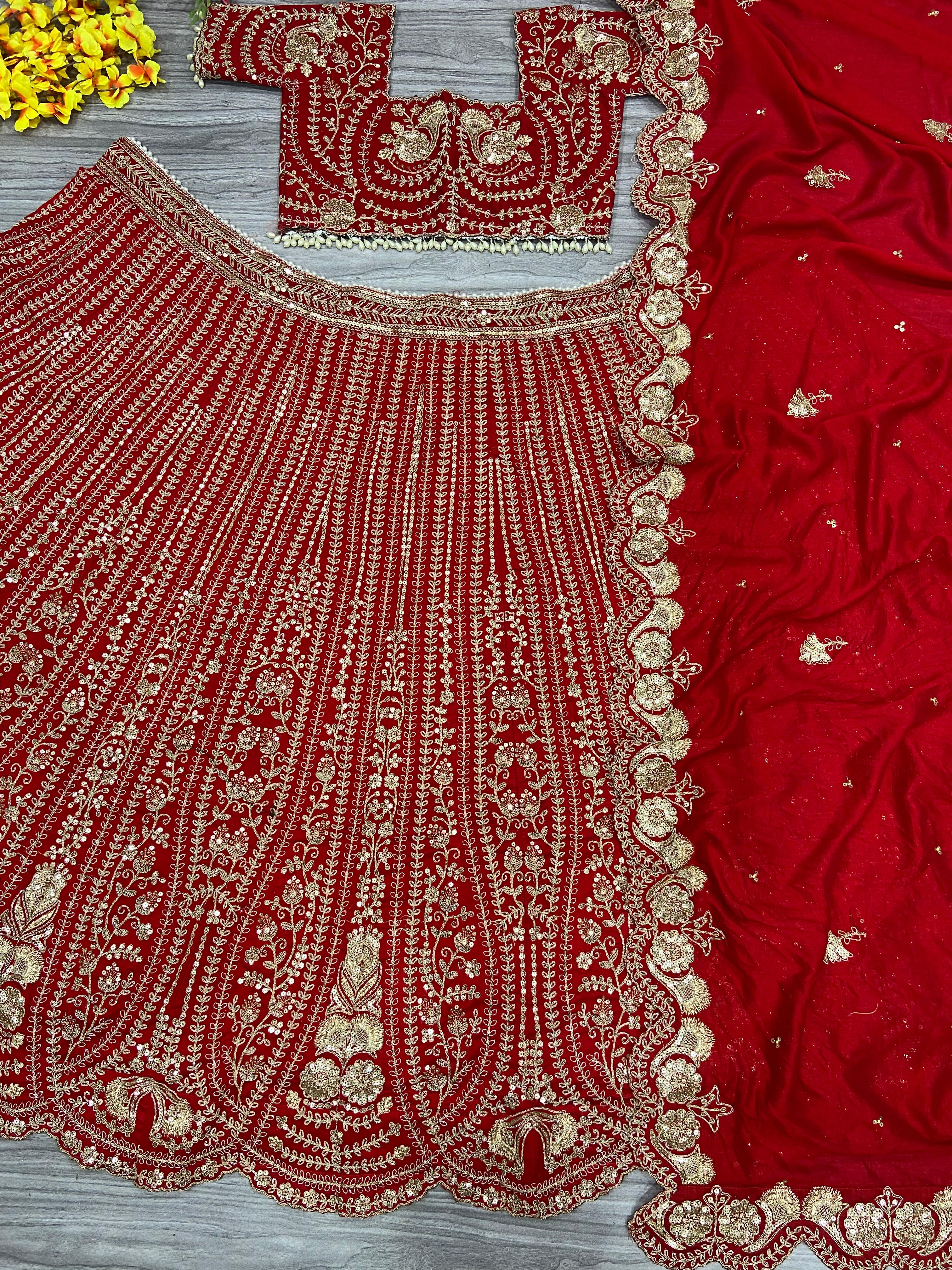 Designer Party Wear Lehenga Choli With Beautiful Thread Embroidery Work