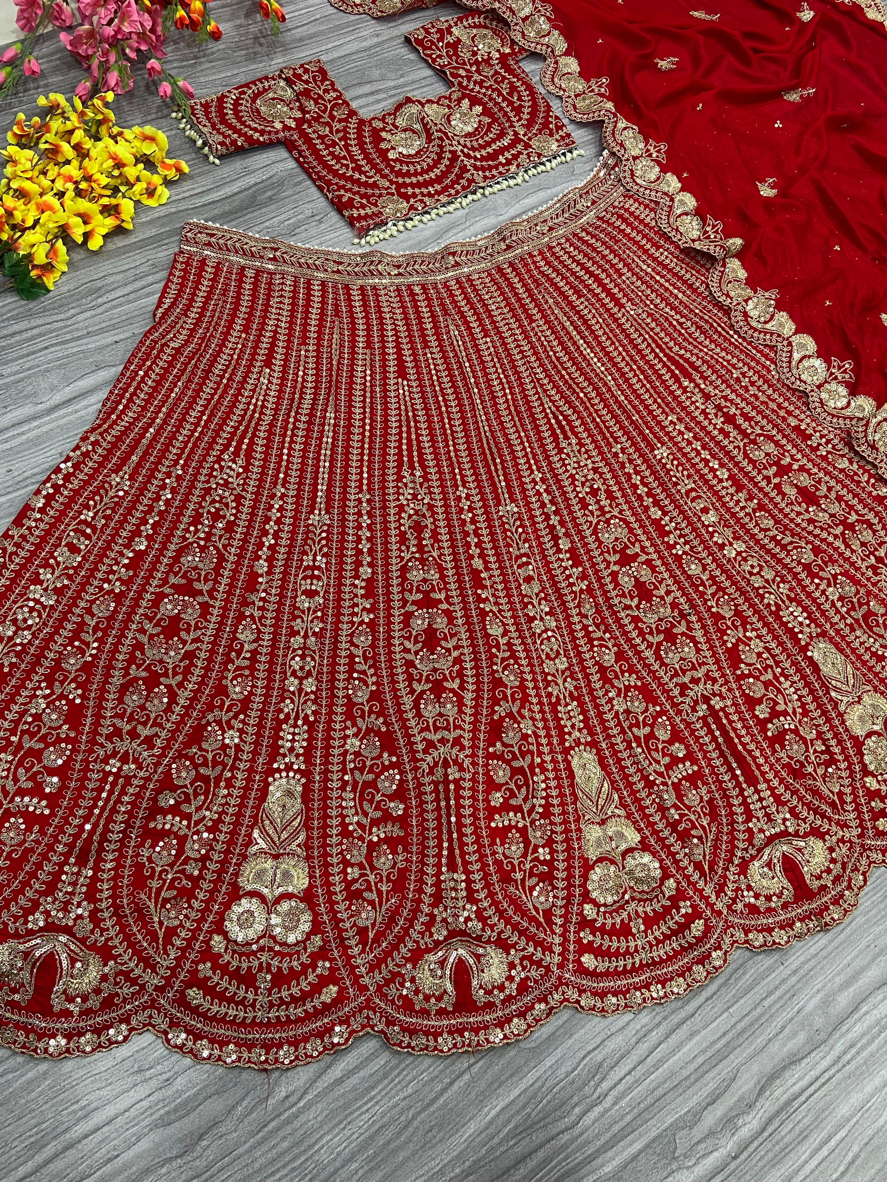 Designer Party Wear Lehenga Choli With Beautiful Thread Embroidery Work