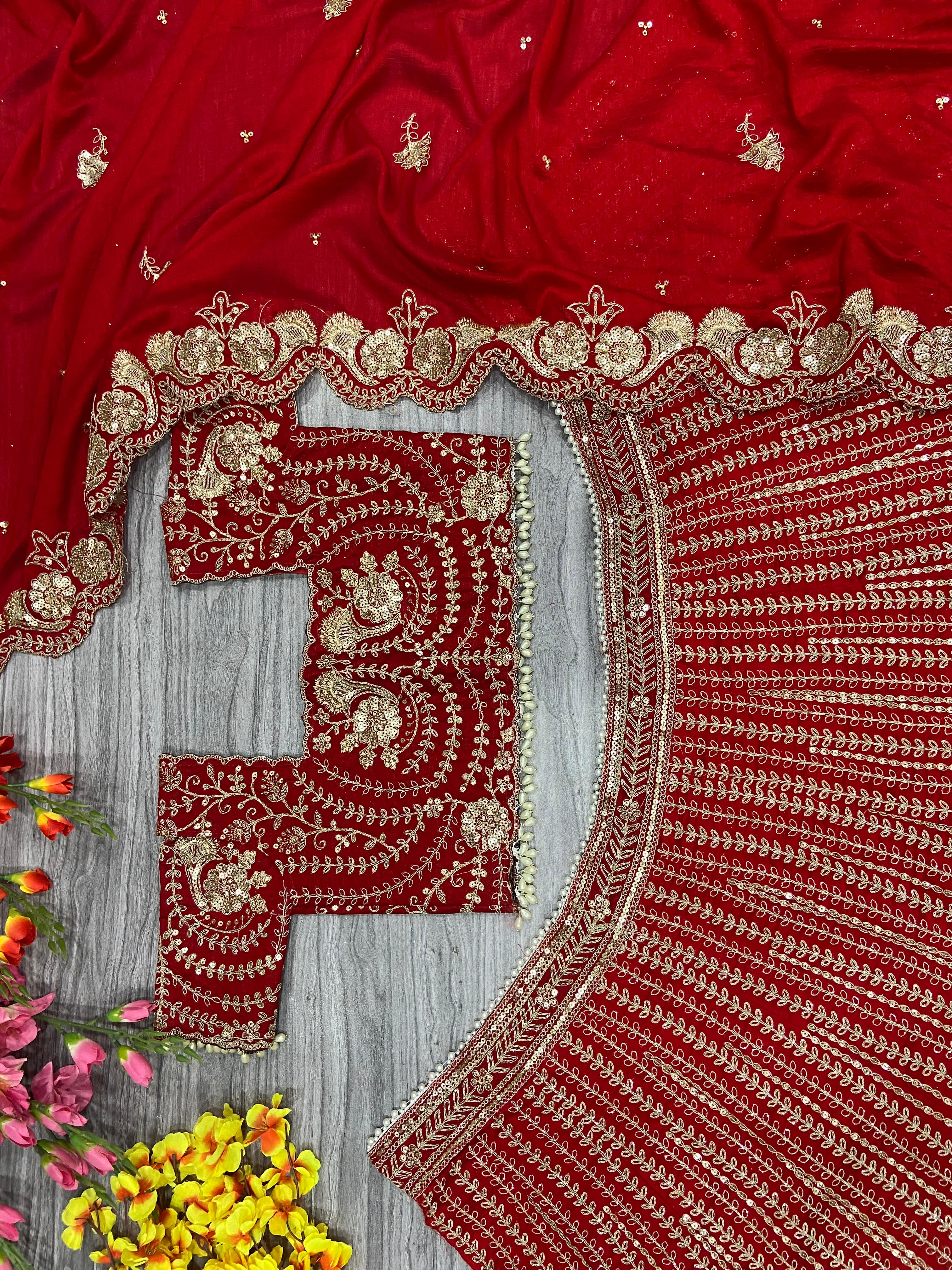 Designer Party Wear Lehenga Choli With Beautiful Thread Embroidery Work