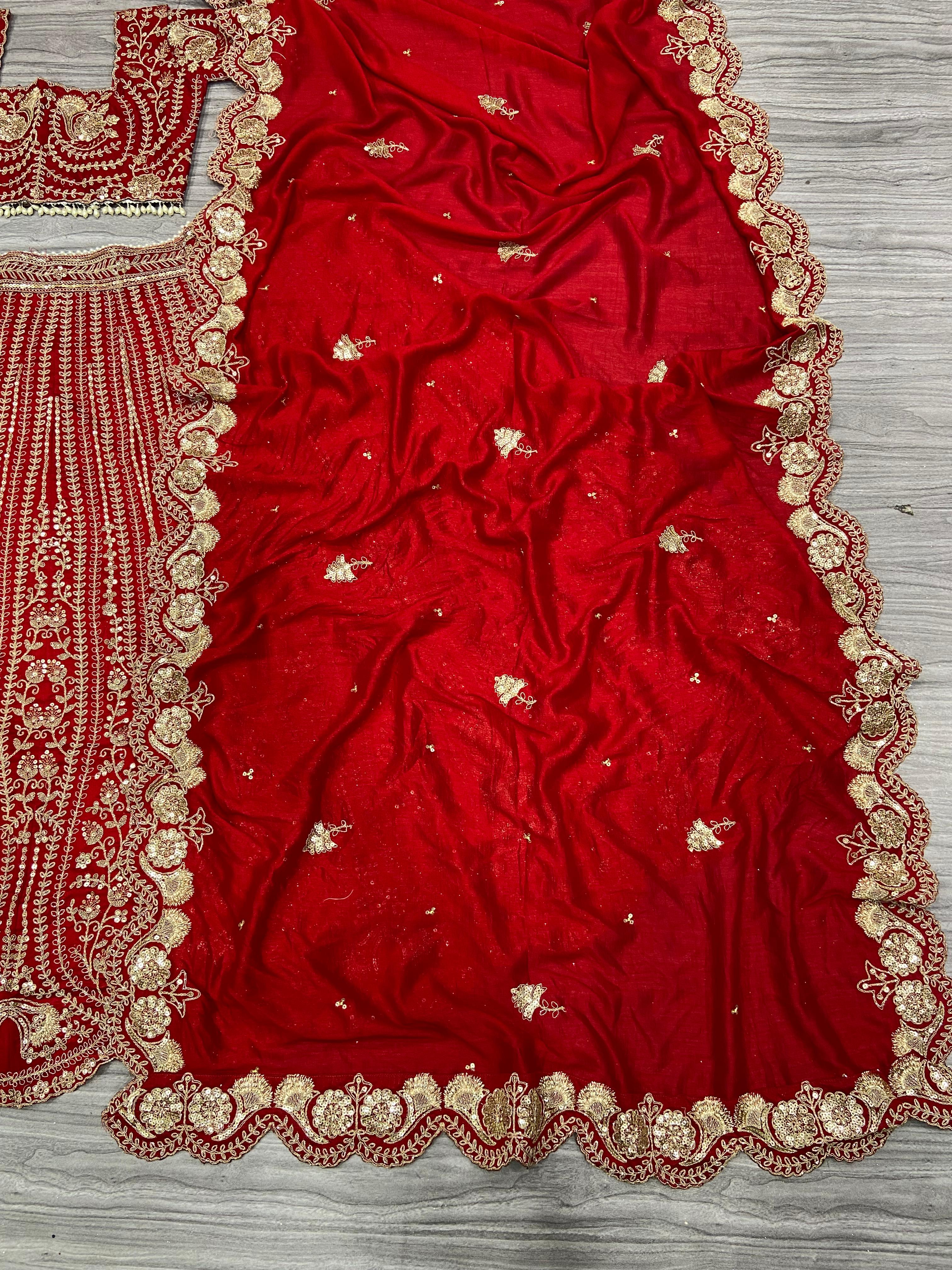Designer Party Wear Lehenga Choli With Beautiful Thread Embroidery Work