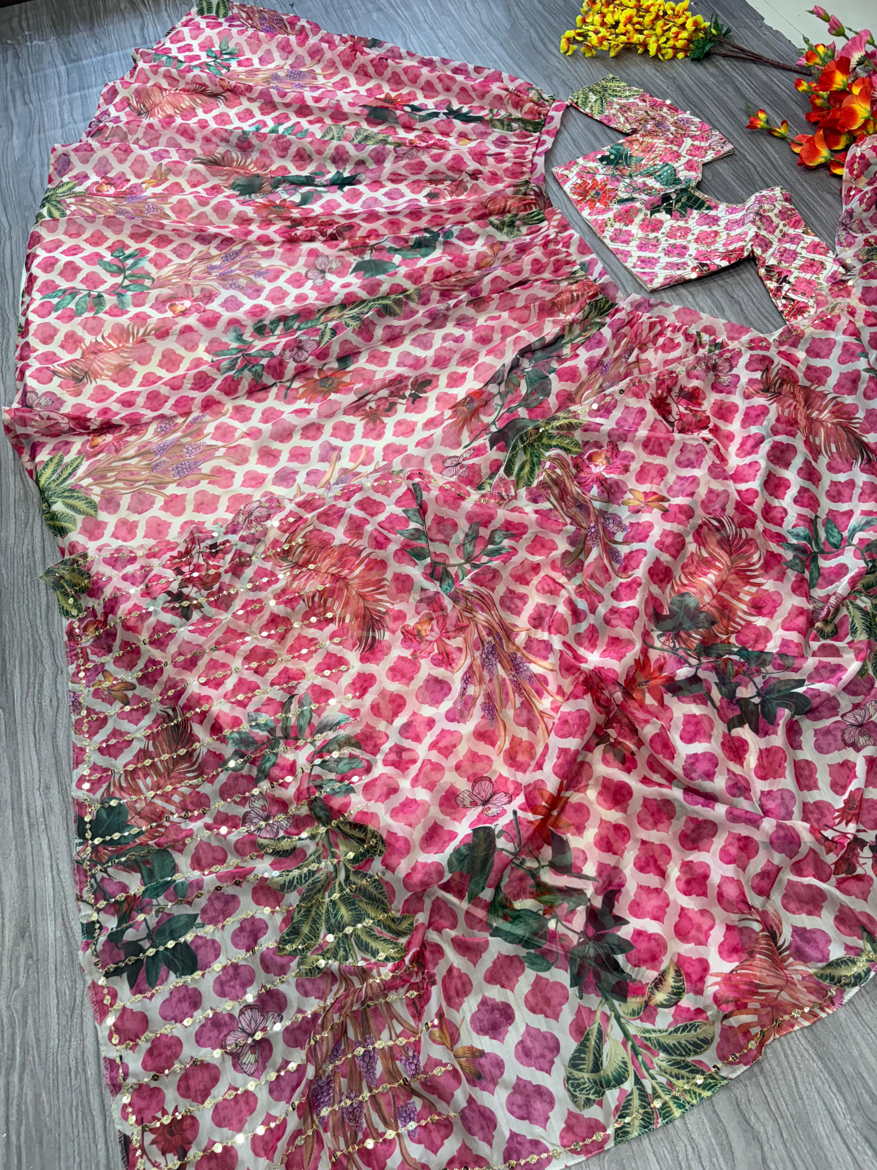 Party Wear Designer Lehenga Choli With Beautiful Floral Print