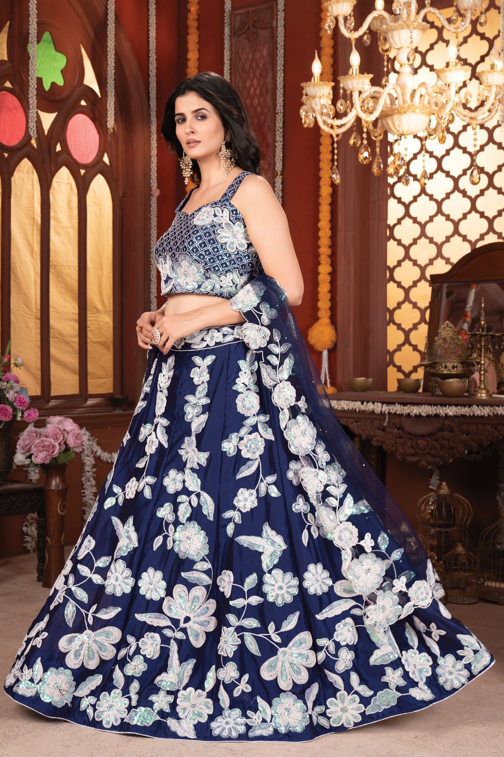 Party Wear Lehenga Choli With Heavy Thread Embroidery Work