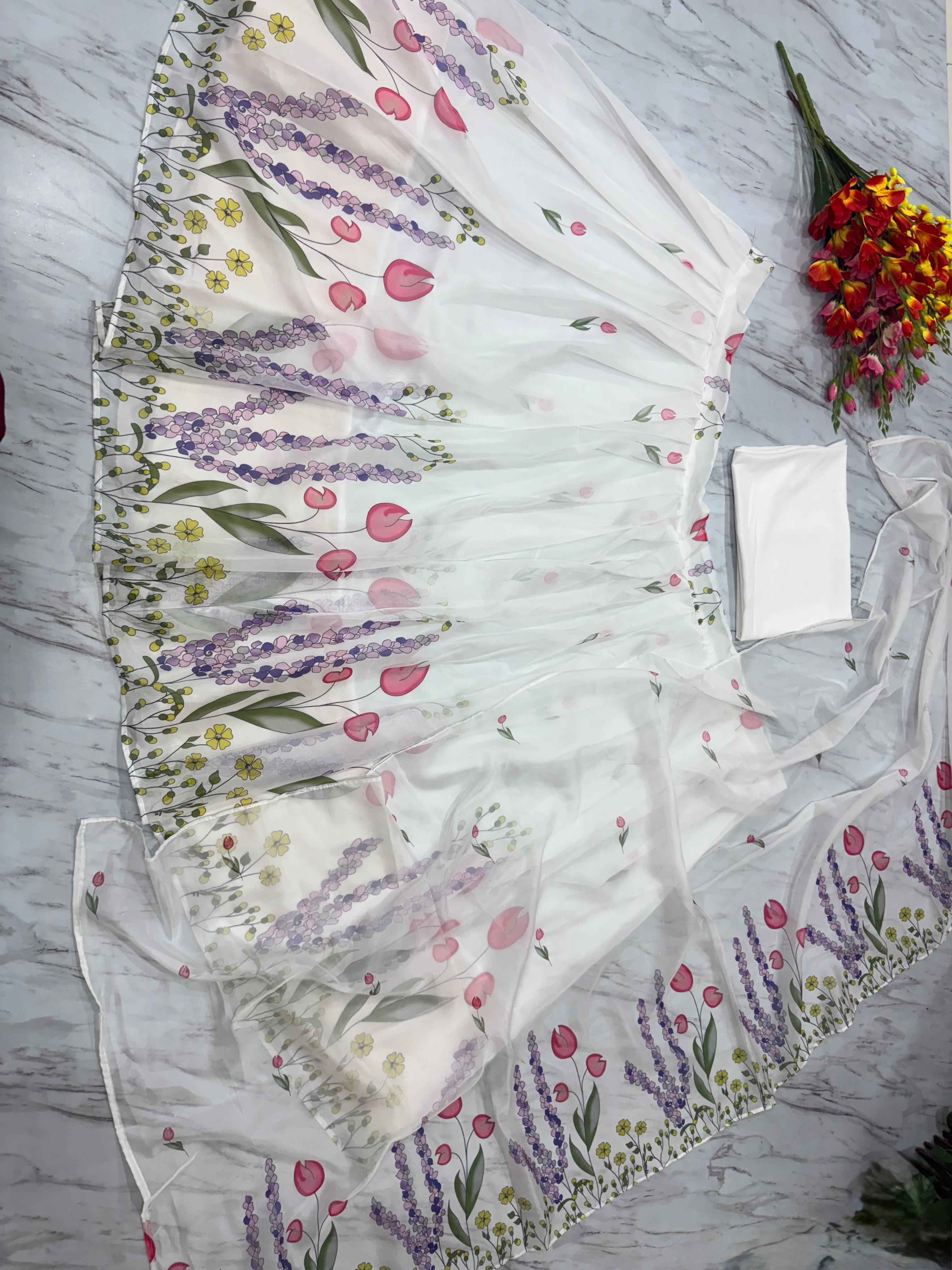 Designer Party Wear Lehenga Choli With Beautiful Floral Print