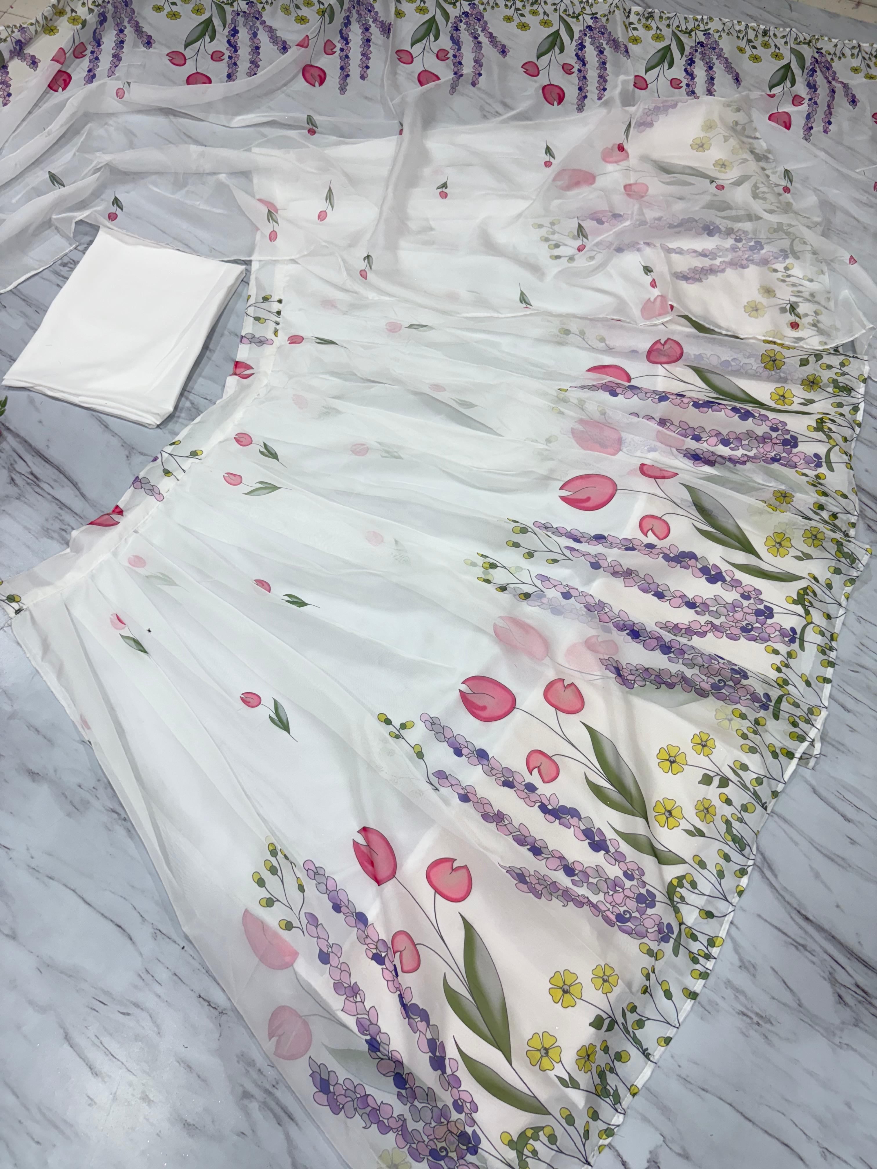 Designer Party Wear Lehenga Choli With Beautiful Floral Print