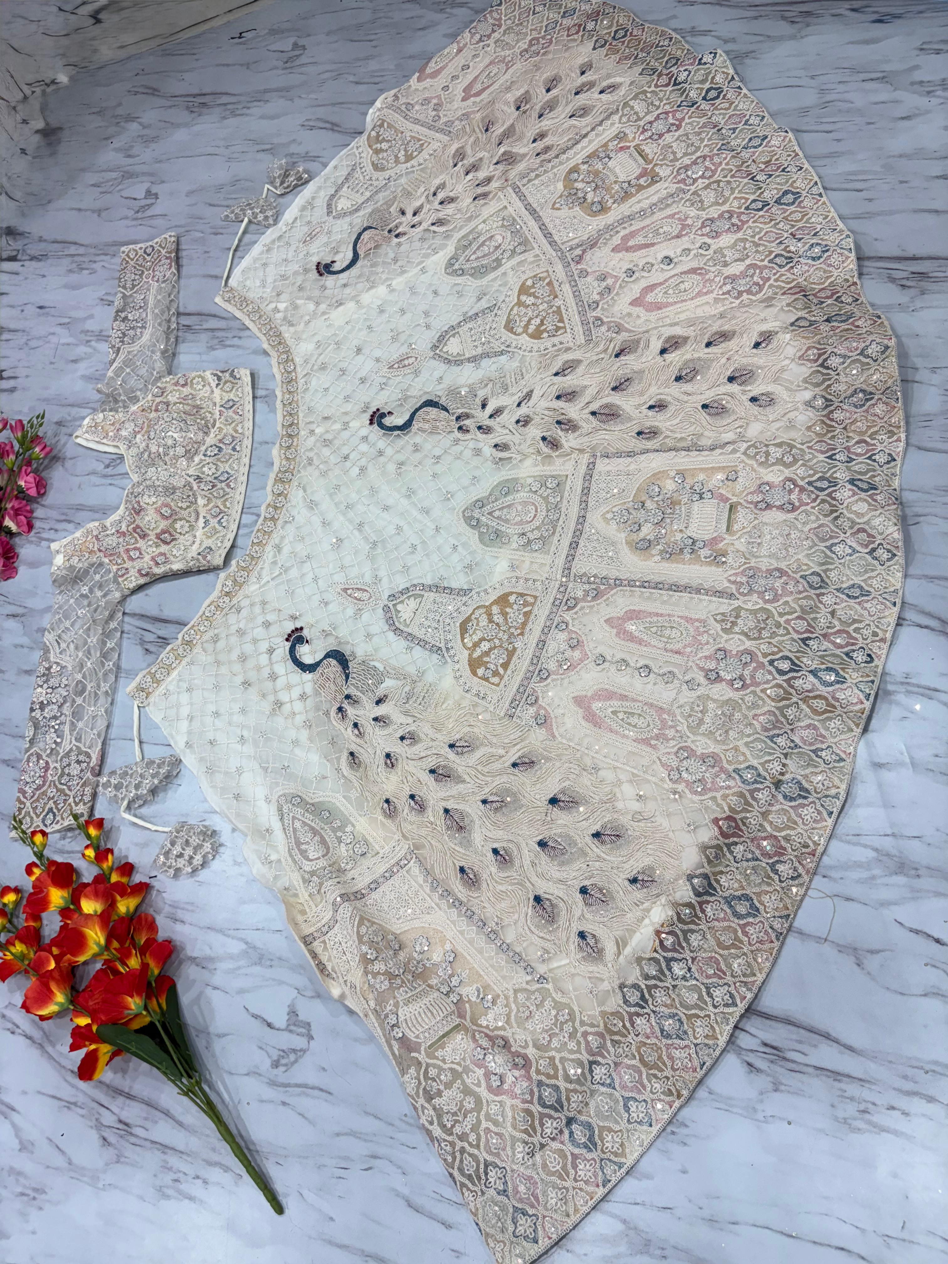 Designer Lehenga Choli With Beautiful Multi Thread Embroidery