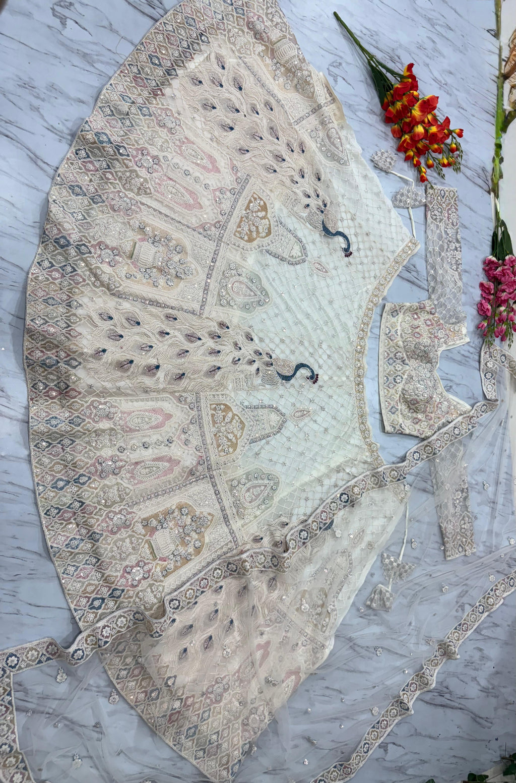 Designer Lehenga Choli With Beautiful Multi Thread Embroidery