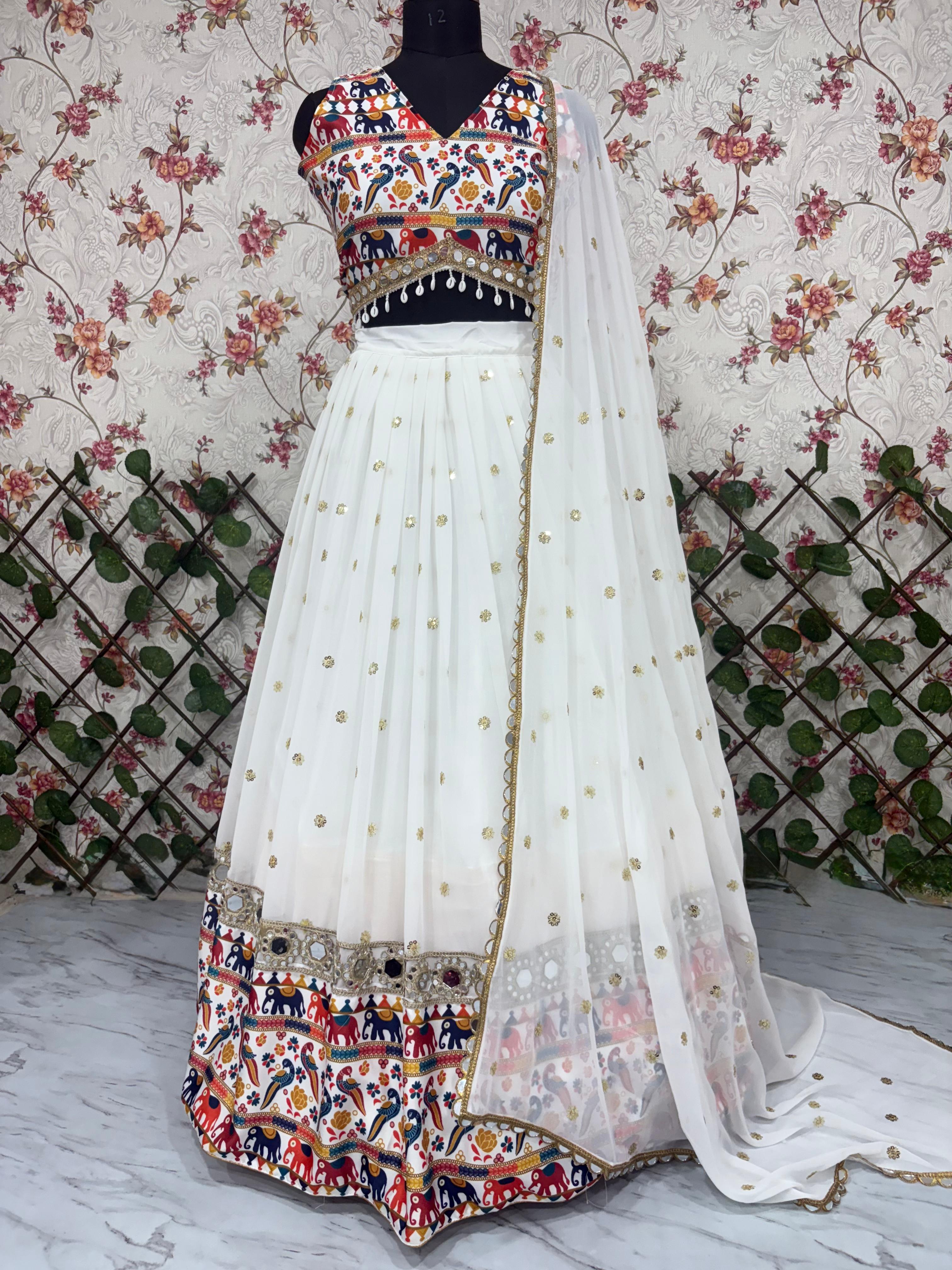 Designer Navratri Lehenga Choli With Real Mirror Work