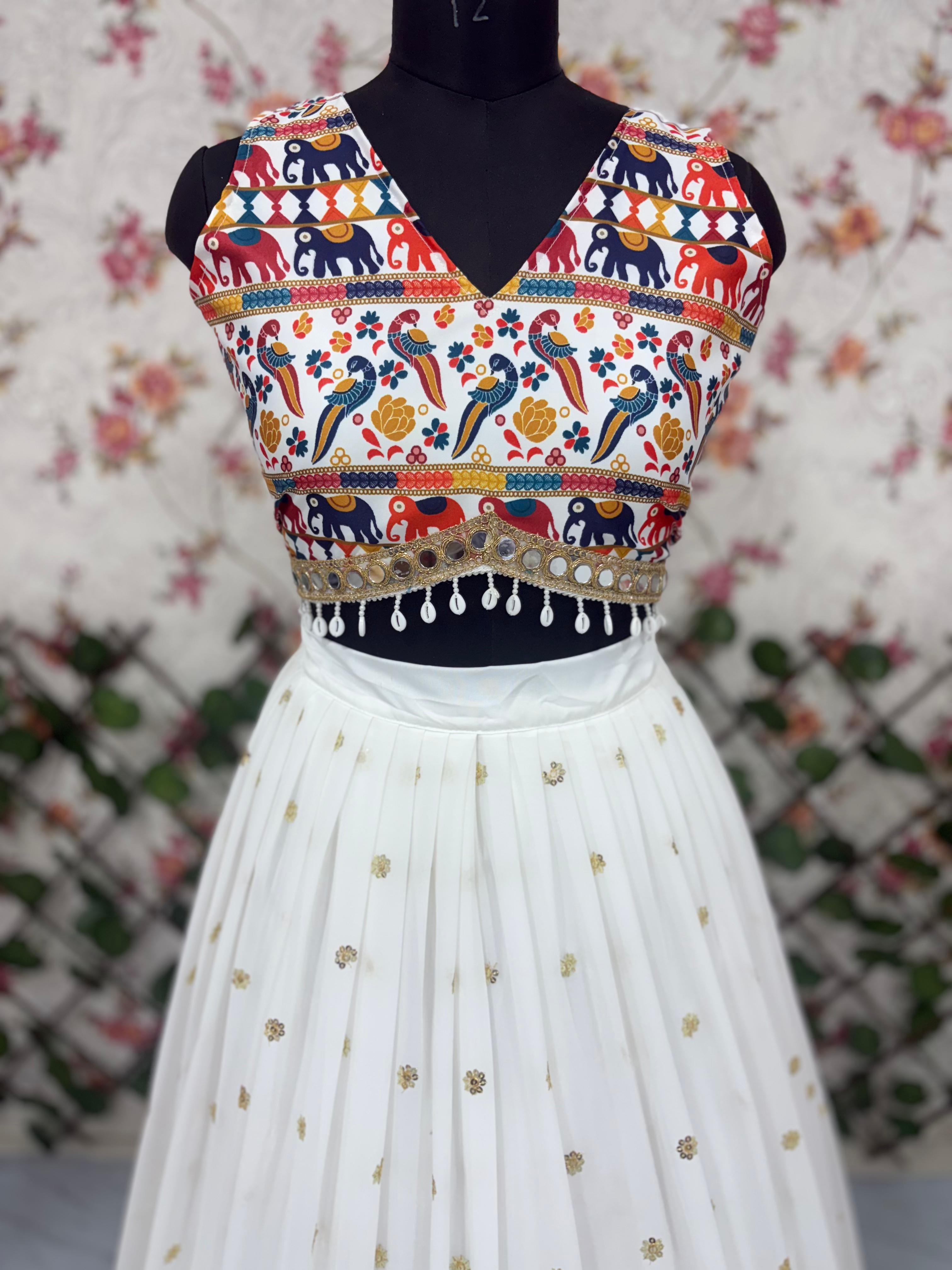 Designer Navratri Lehenga Choli With Real Mirror Work