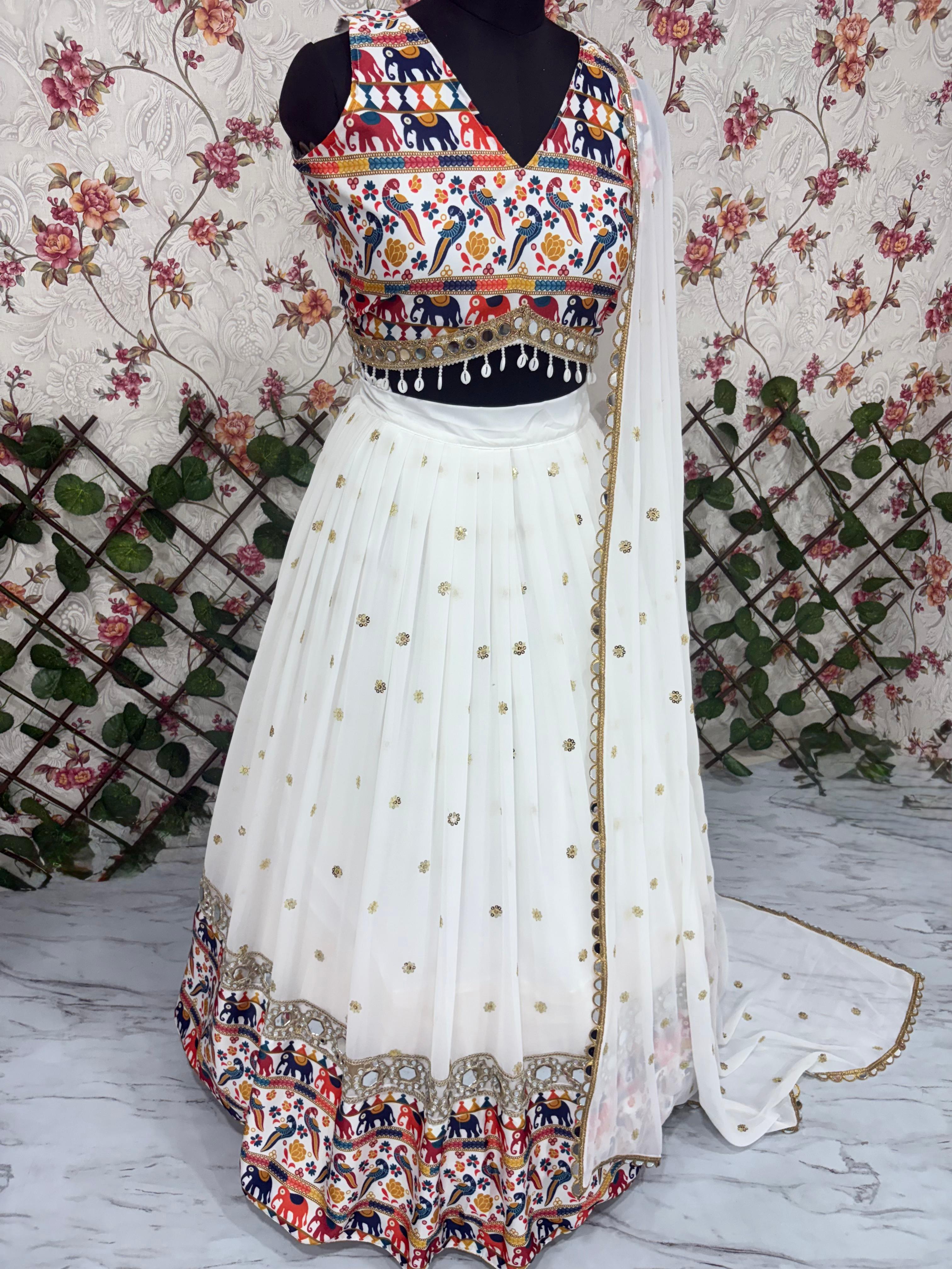 Designer Navratri Lehenga Choli With Real Mirror Work