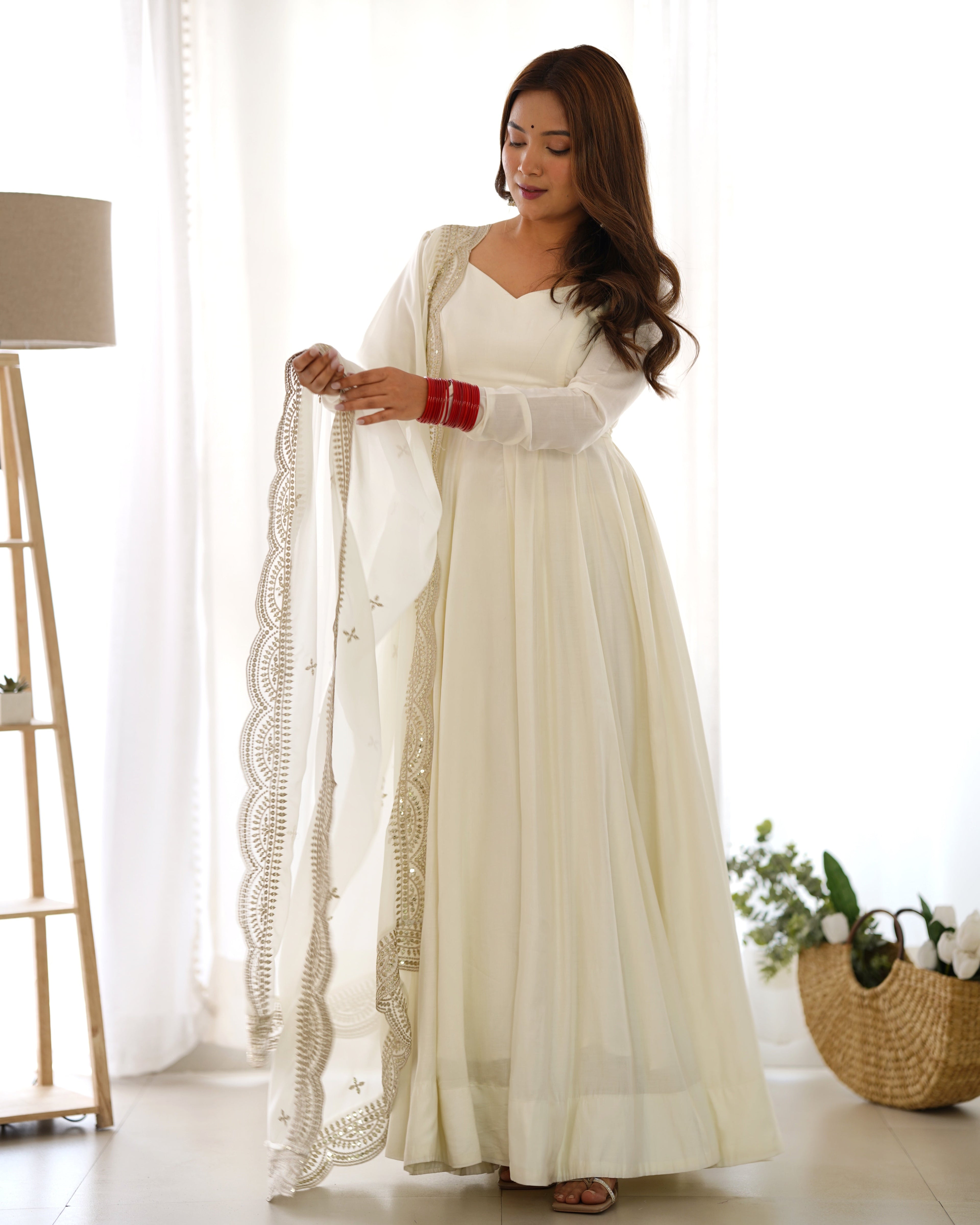 Party Wear Beautiful Anarkali Gown, Pent And Dupatta