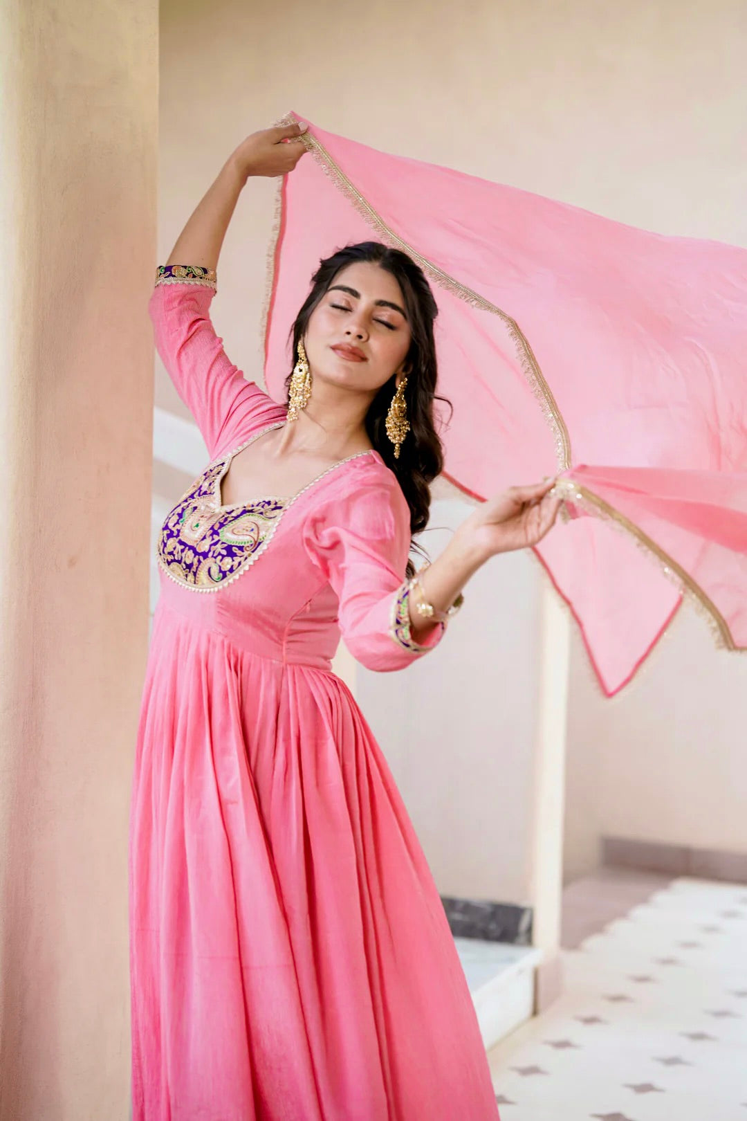 Designer Party Wear Look Gown, Bottom And Dupatta