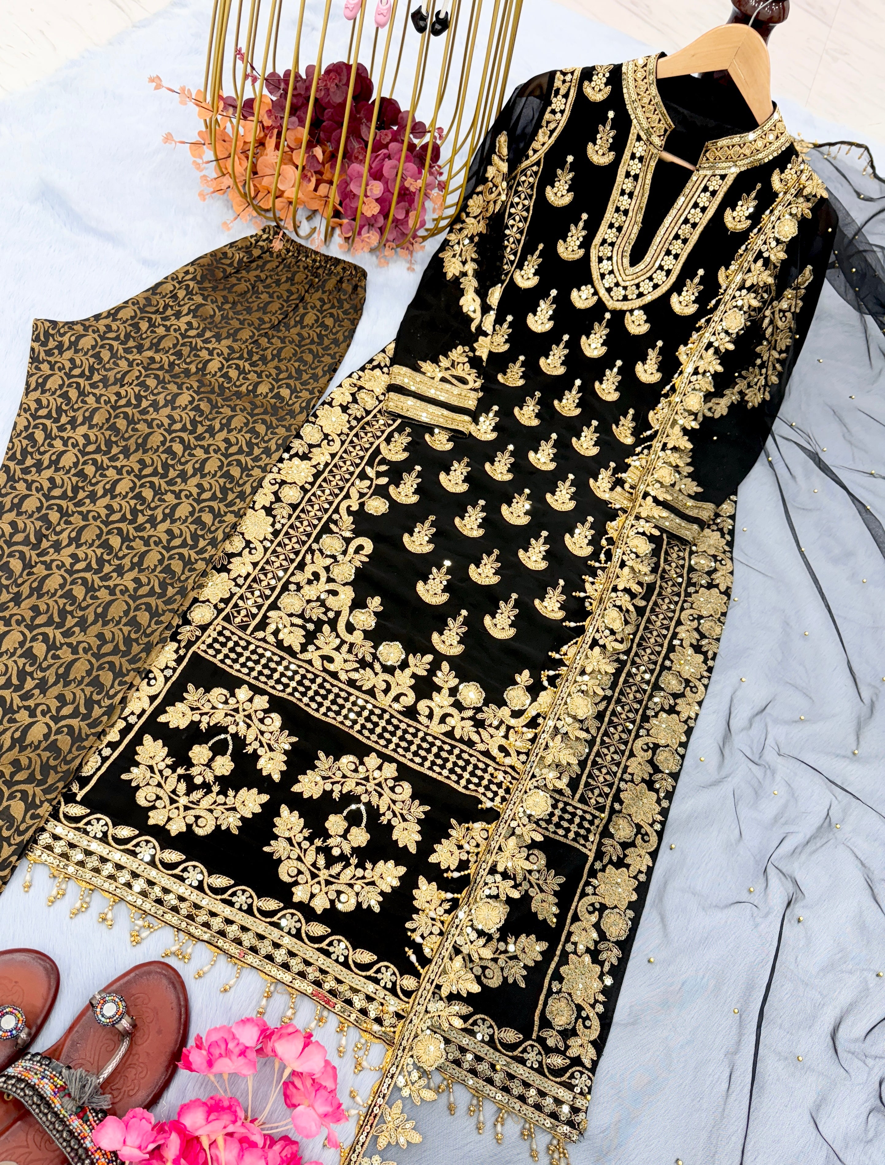 Designer Party Wear Look Top Bottom & Dupatta Set