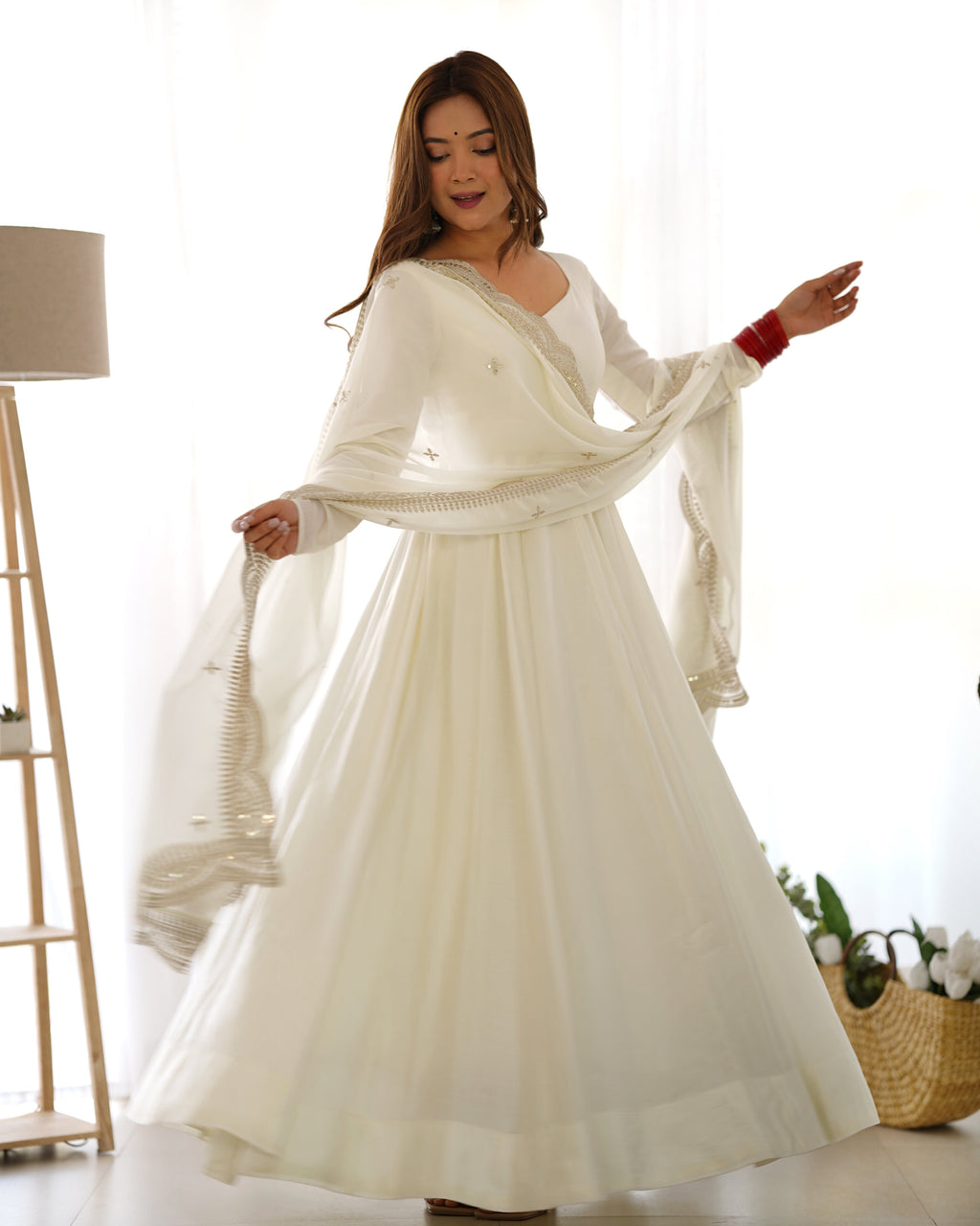 Party Wear Beautiful Anarkali Gown, Pent And Dupatta