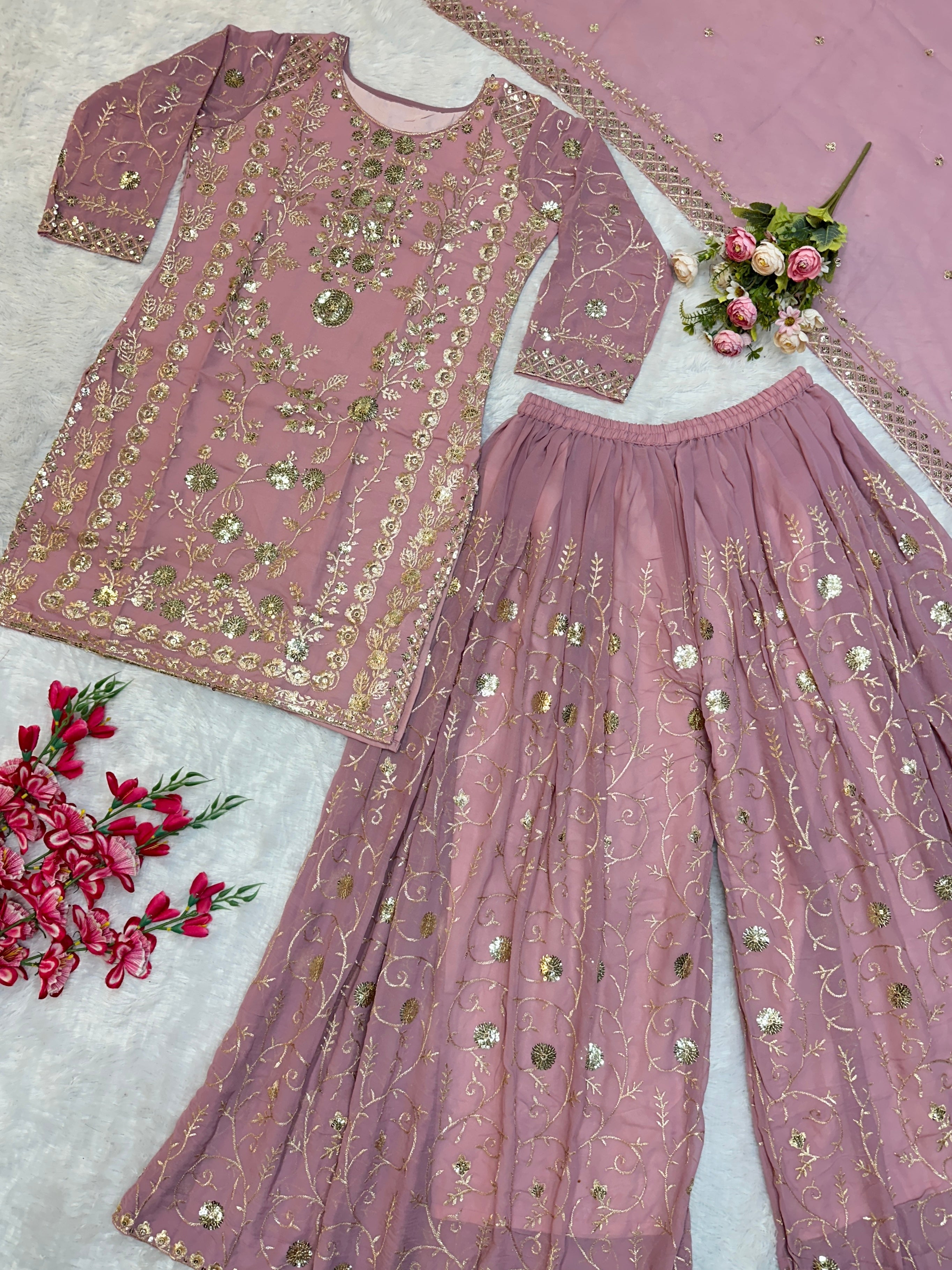 Beautiful Party Wear Top Bottom And Dupatta