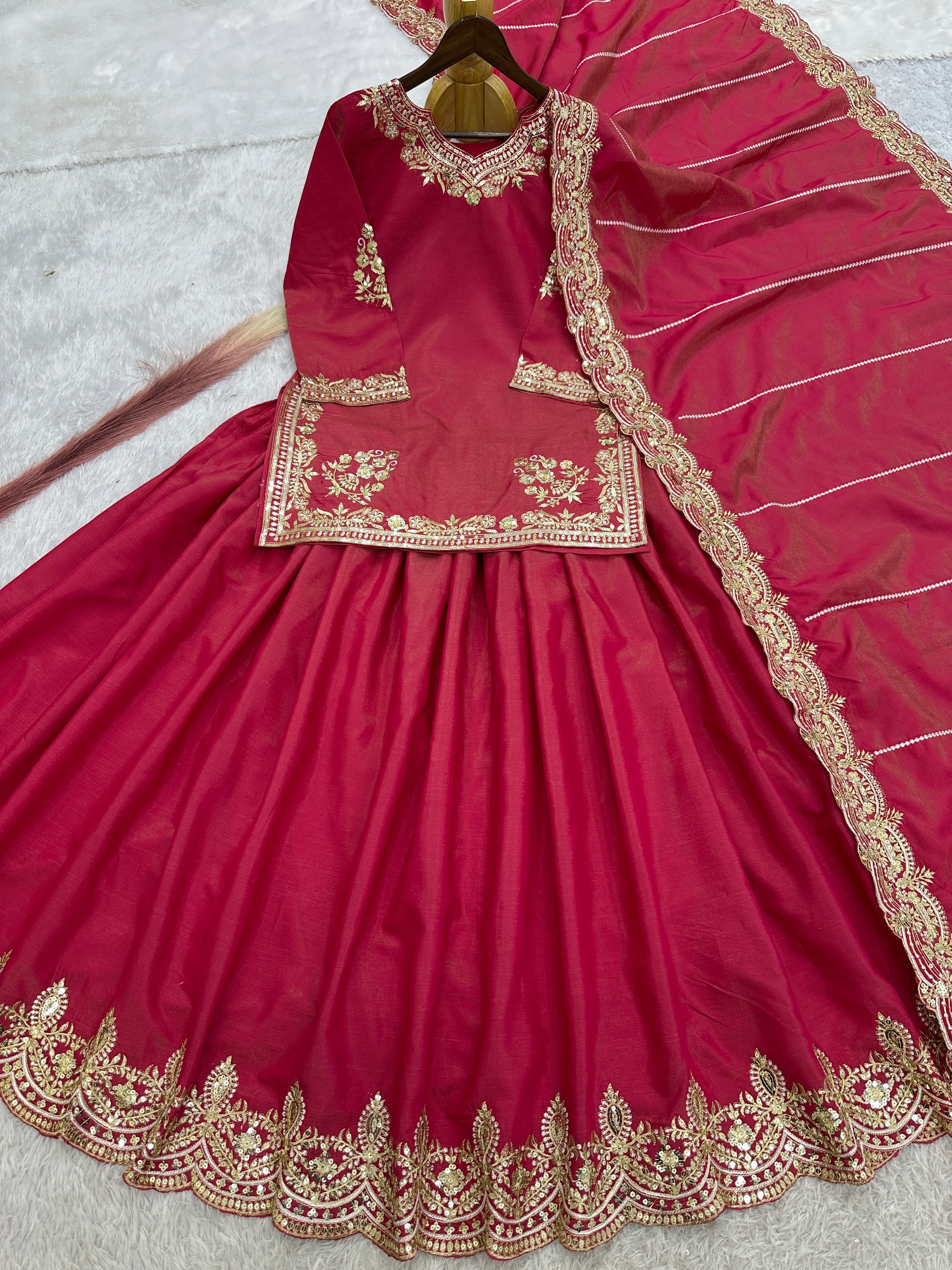 Beautiful Top - Lehenga With Embroidery And Sequins Work