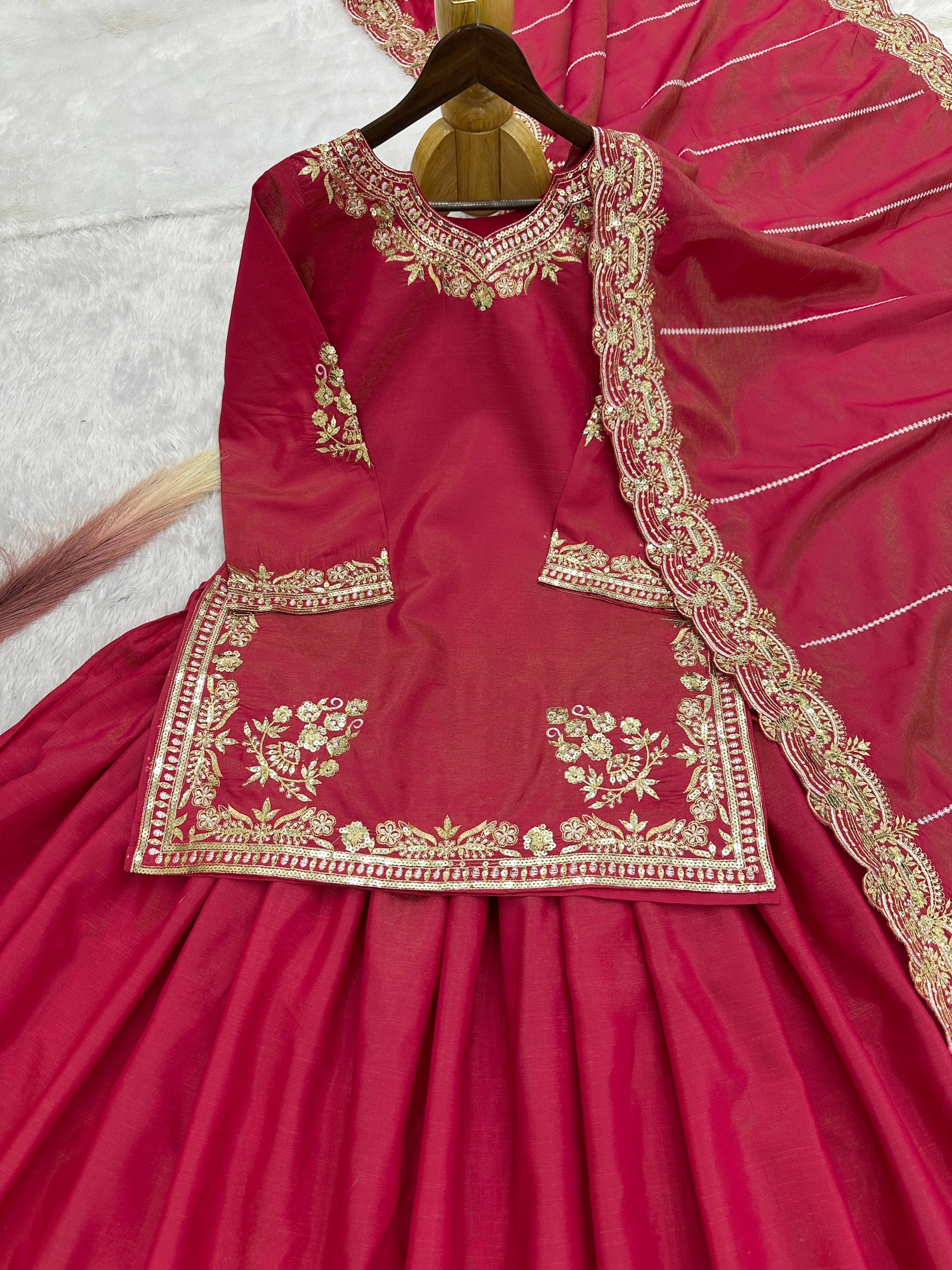 Beautiful Top - Lehenga With Embroidery And Sequins Work
