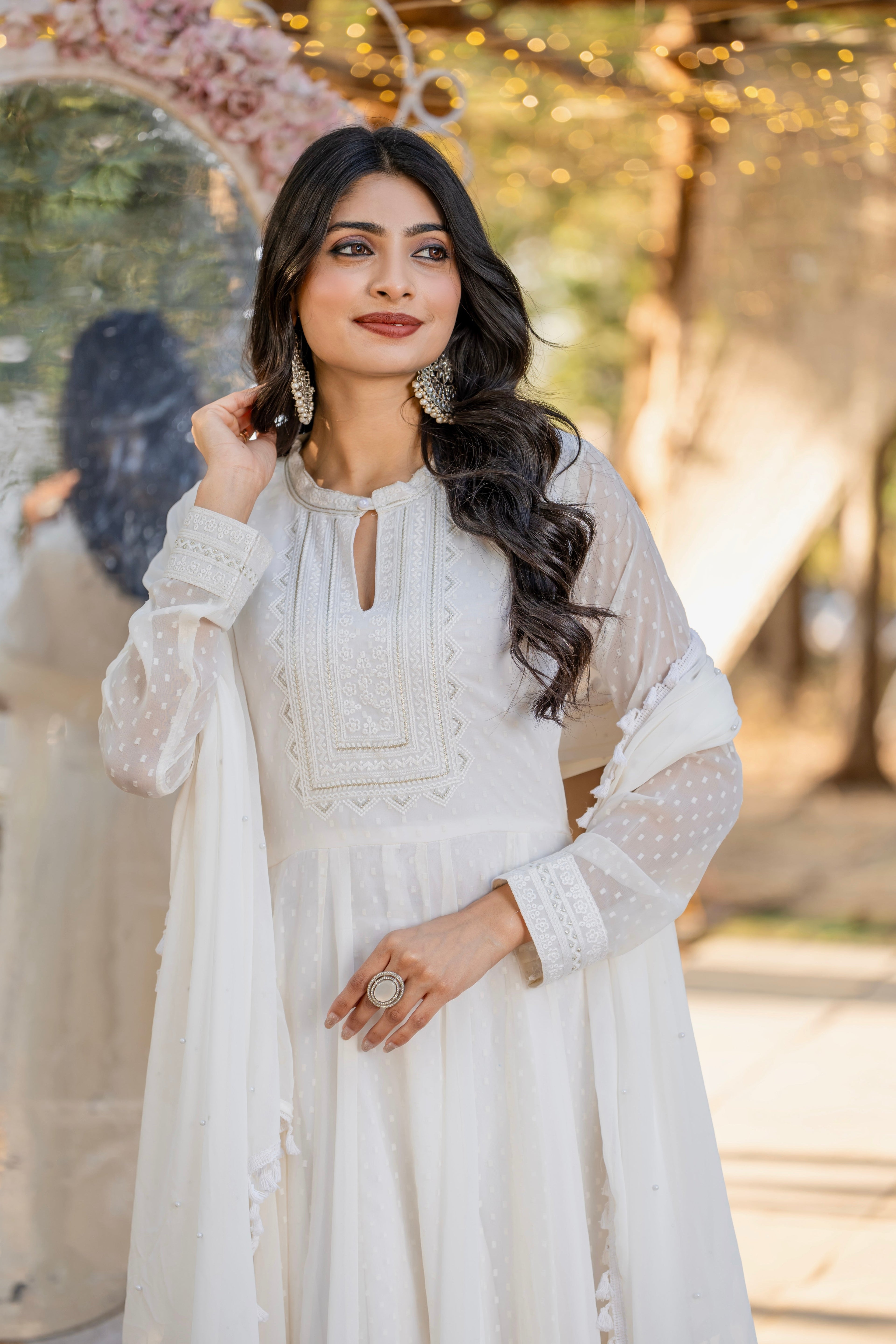 Party Wear Look Fancy Anarkali Gown, Dupatta & Bottom Set