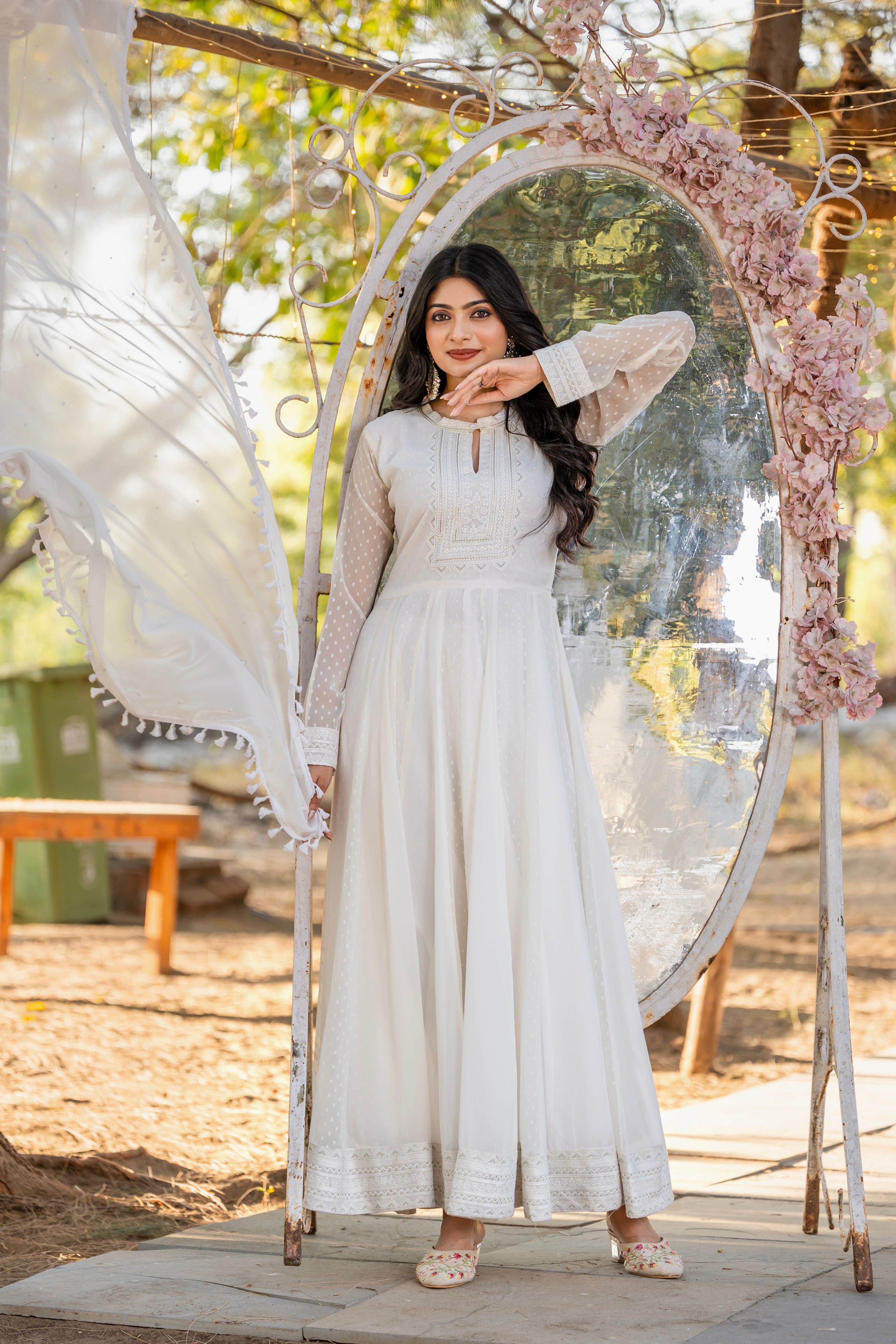 Party Wear Look Fancy Anarkali Gown, Dupatta & Bottom Set