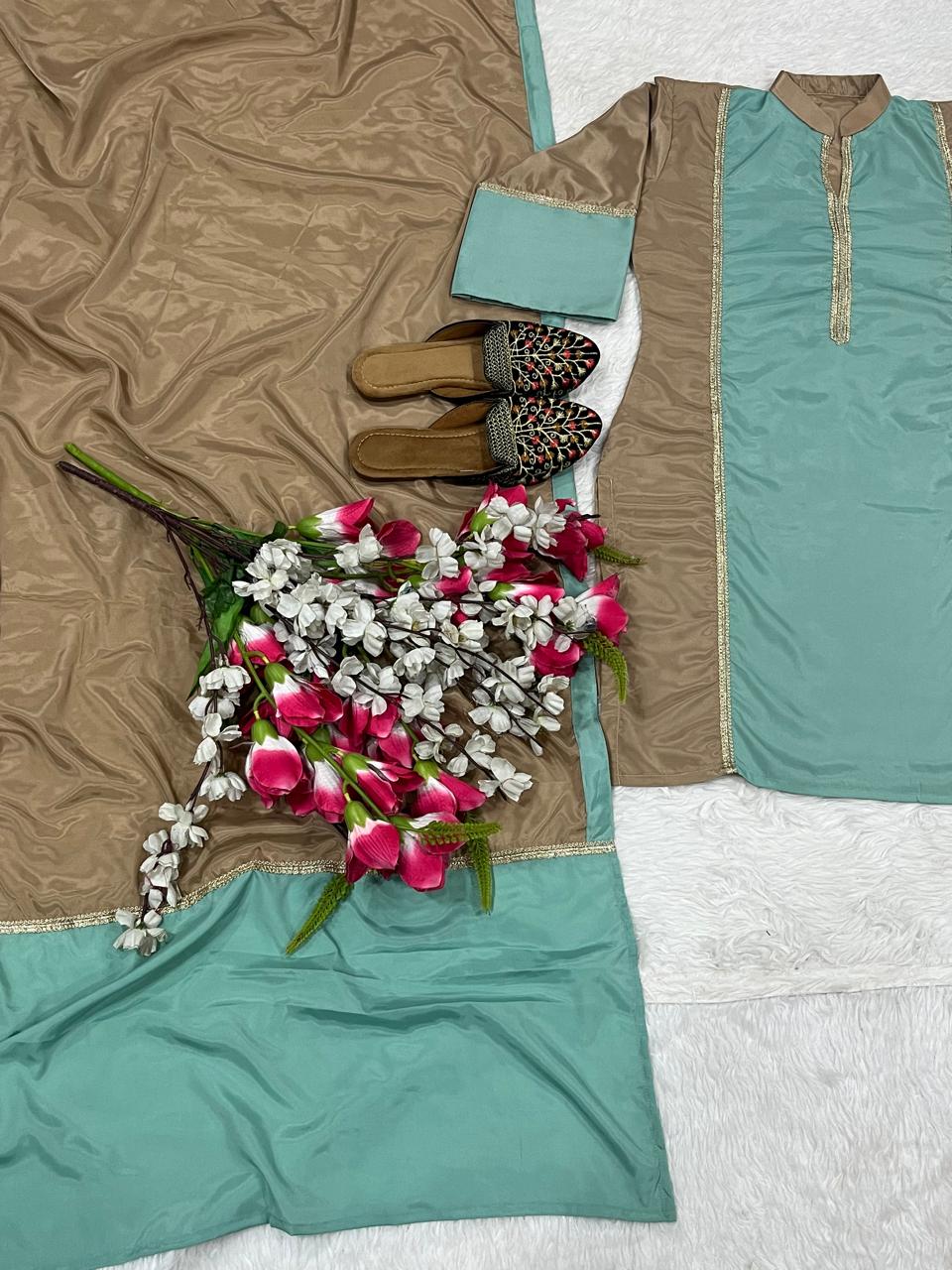 पार्टी वियर डिज़ाइनर टॉप प्लाज़ो और दुपट्टा