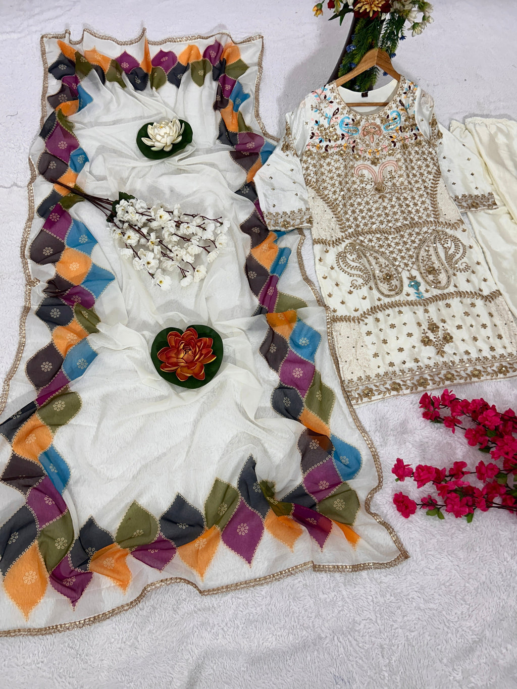 पार्टी वियर डिज़ाइनर टॉप-बॉटम और खूबसूरत दुपट्टा