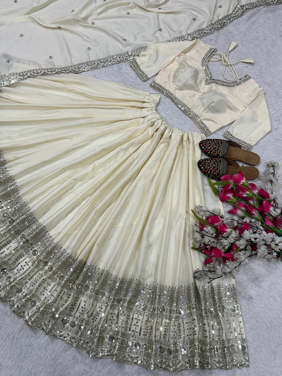 Designer Wedding Wear Lehenga Choli With Sequence Work With Diamond