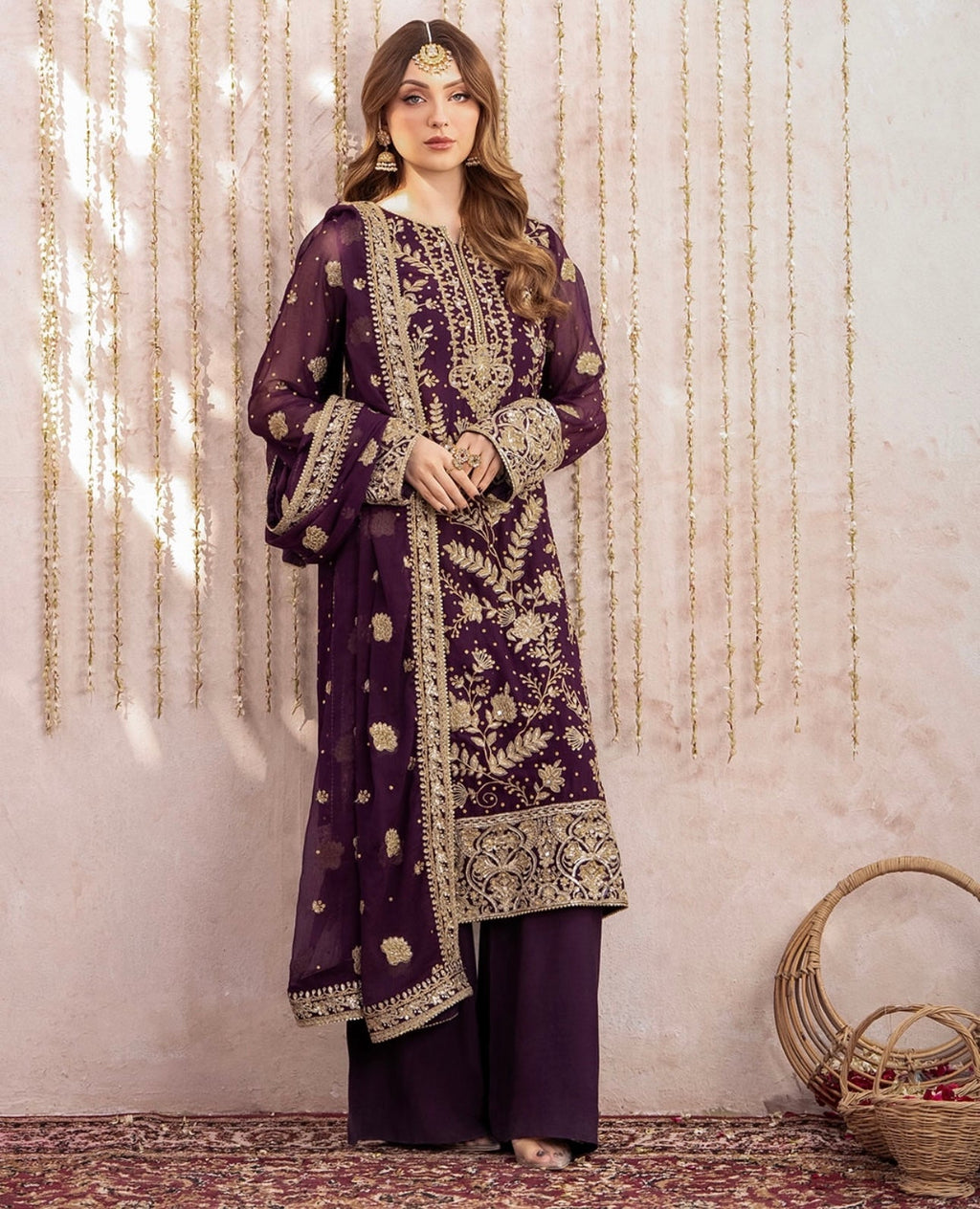 डिज़ाइनर पार्टी वियर लुक हैवी फॉक्स जॉर्जेट टॉप प्लाज़ो और दुपट्टा