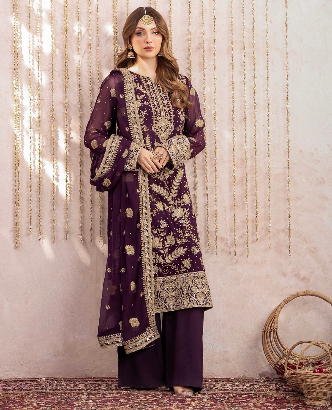 डिज़ाइनर पार्टी वियर लुक हैवी फॉक्स जॉर्जेट टॉप प्लाज़ो और दुपट्टा