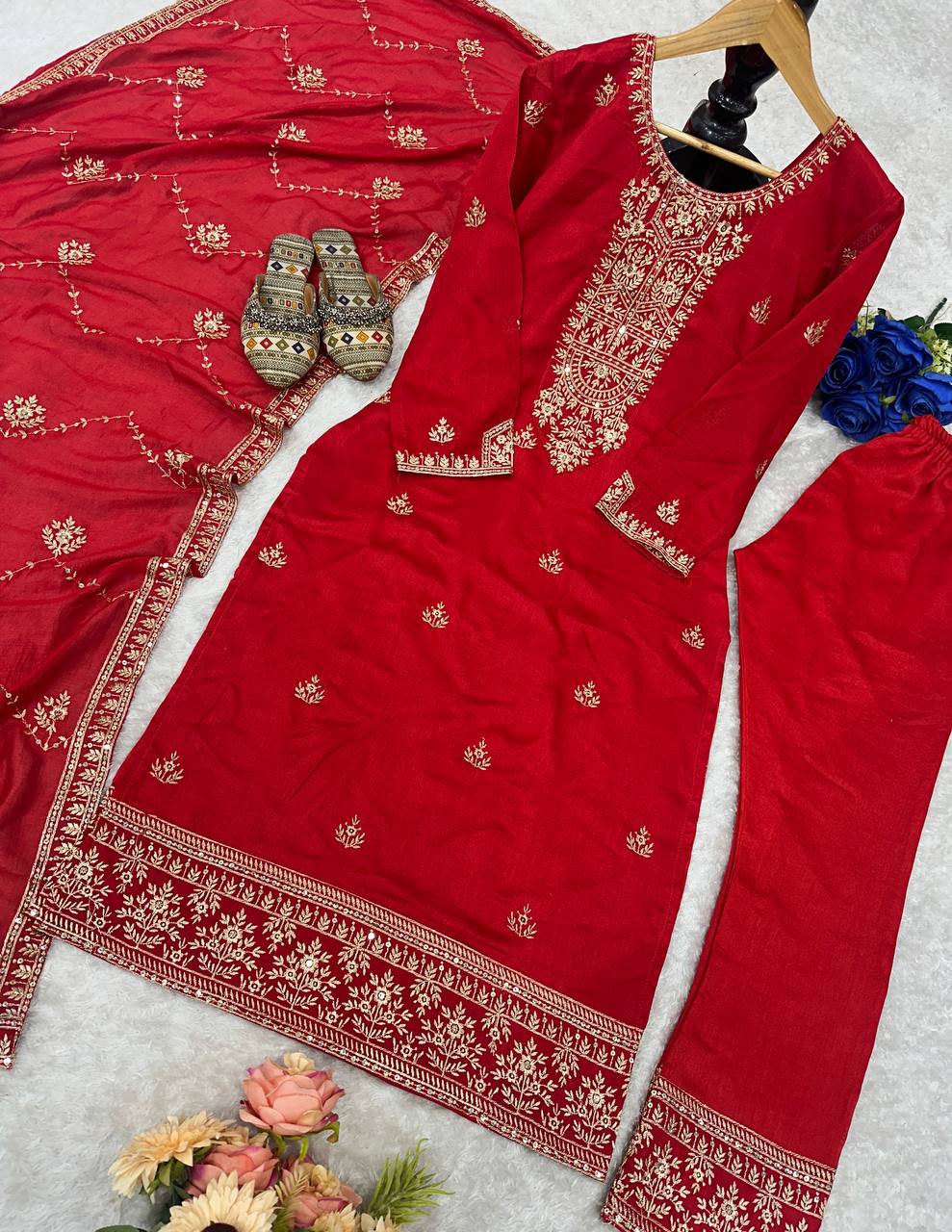 Beautiful Party Wear Top And Plazzo With Dupatta