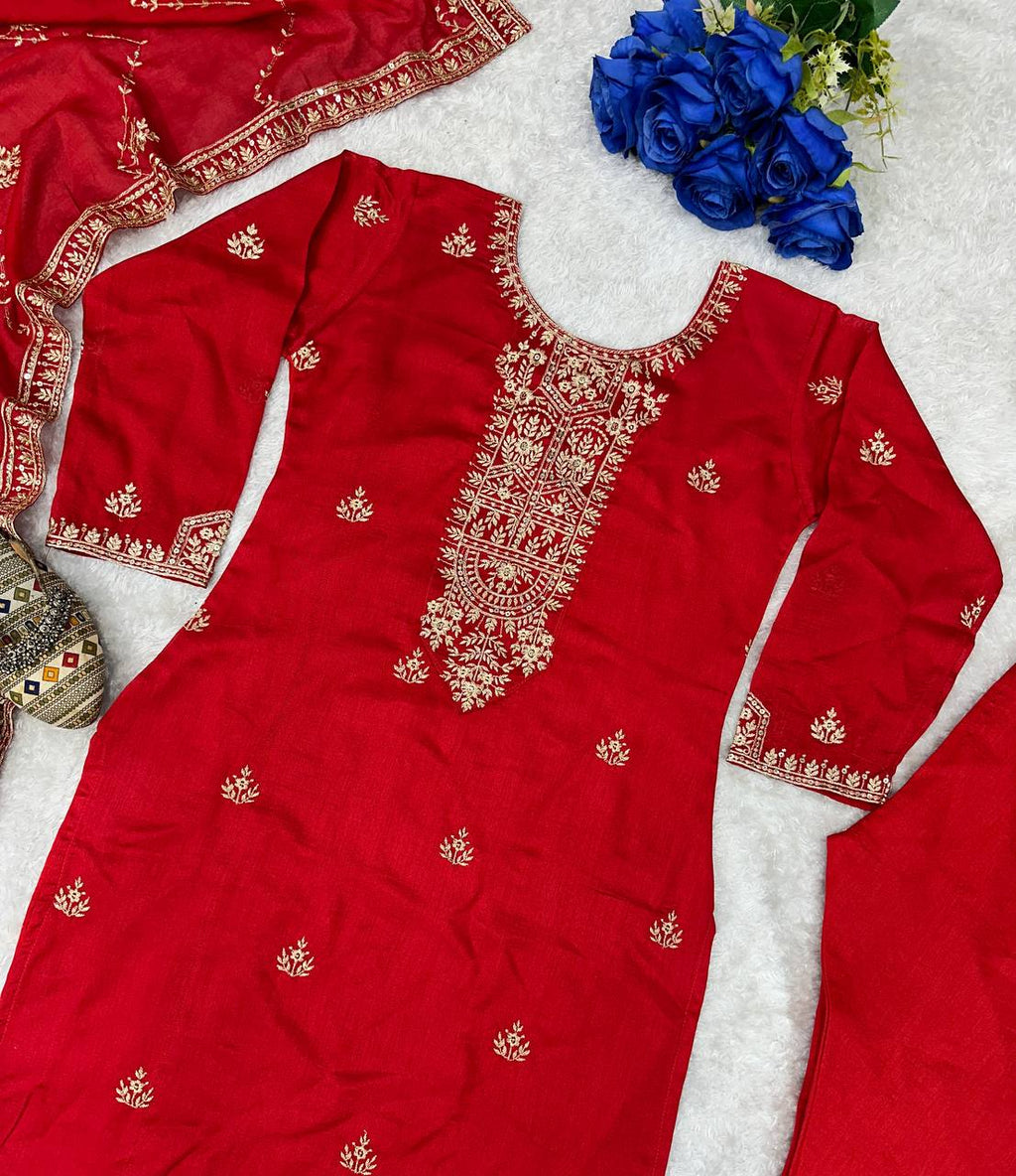 Beautiful Party Wear Top And Plazzo With Dupatta