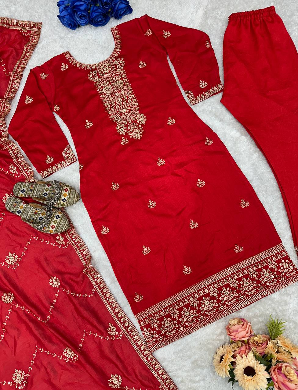 Beautiful Party Wear Top And Plazzo With Dupatta