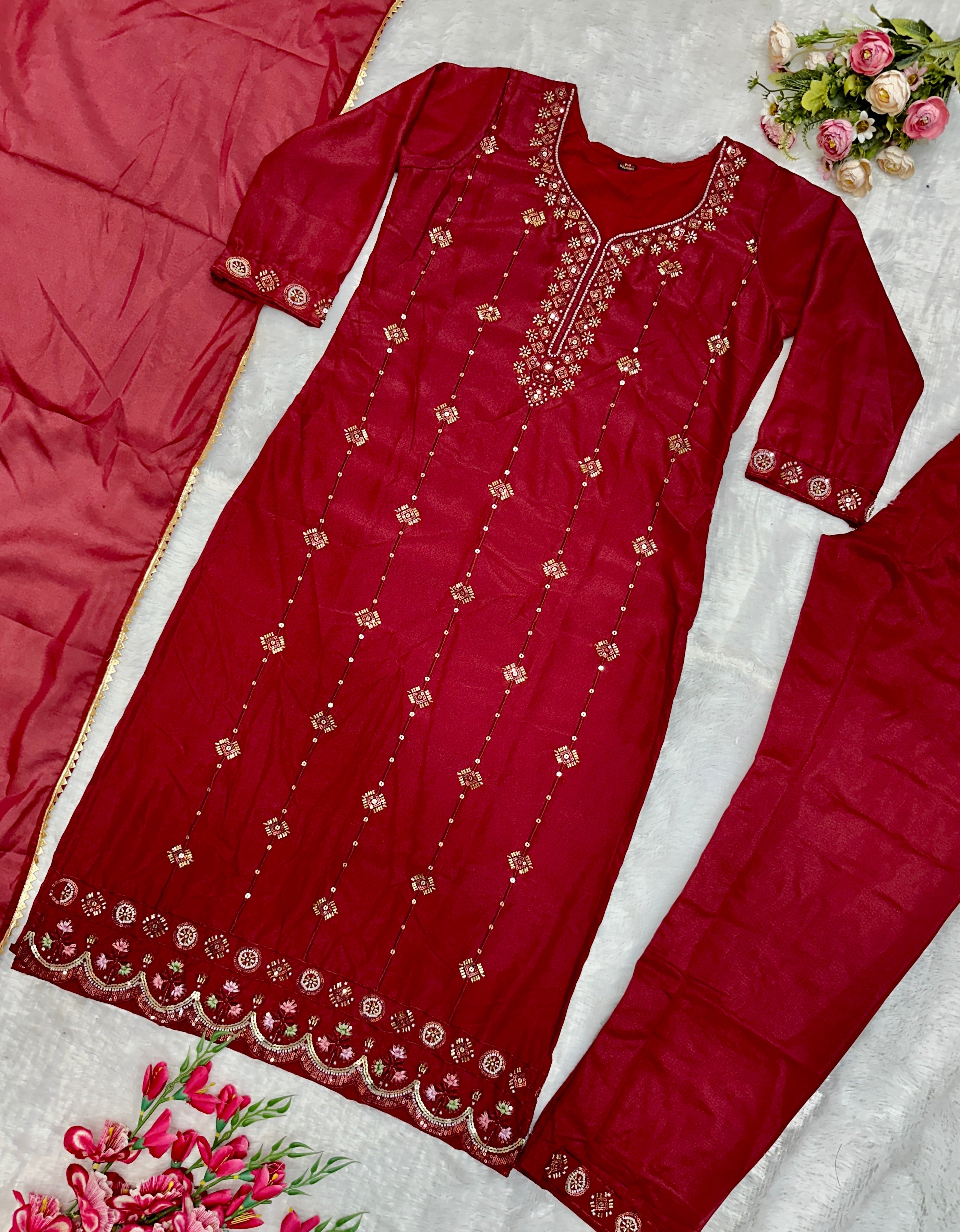 Beautiful Party Wear Top Bottom And Dupatta