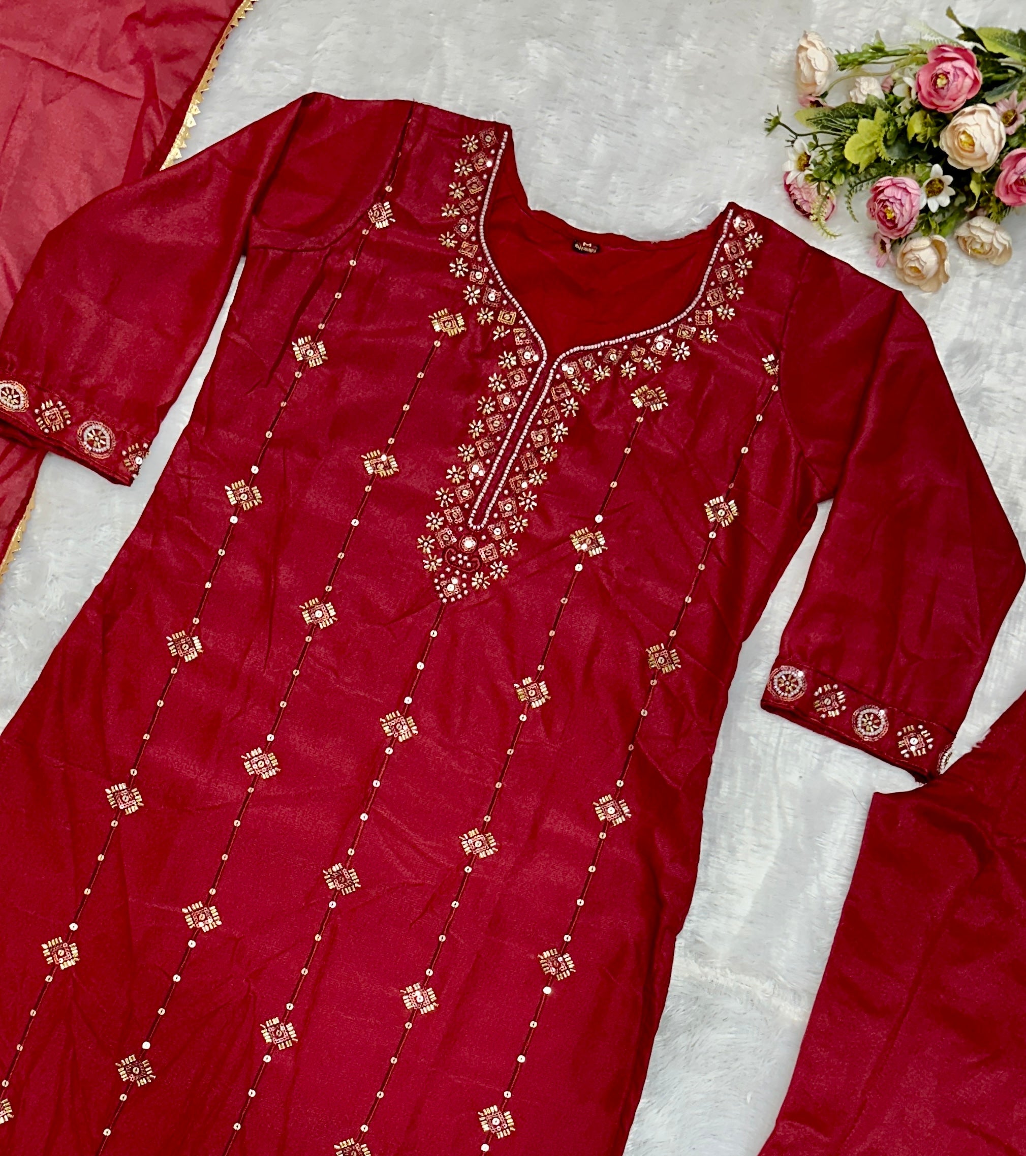 Beautiful Party Wear Top Bottom And Dupatta